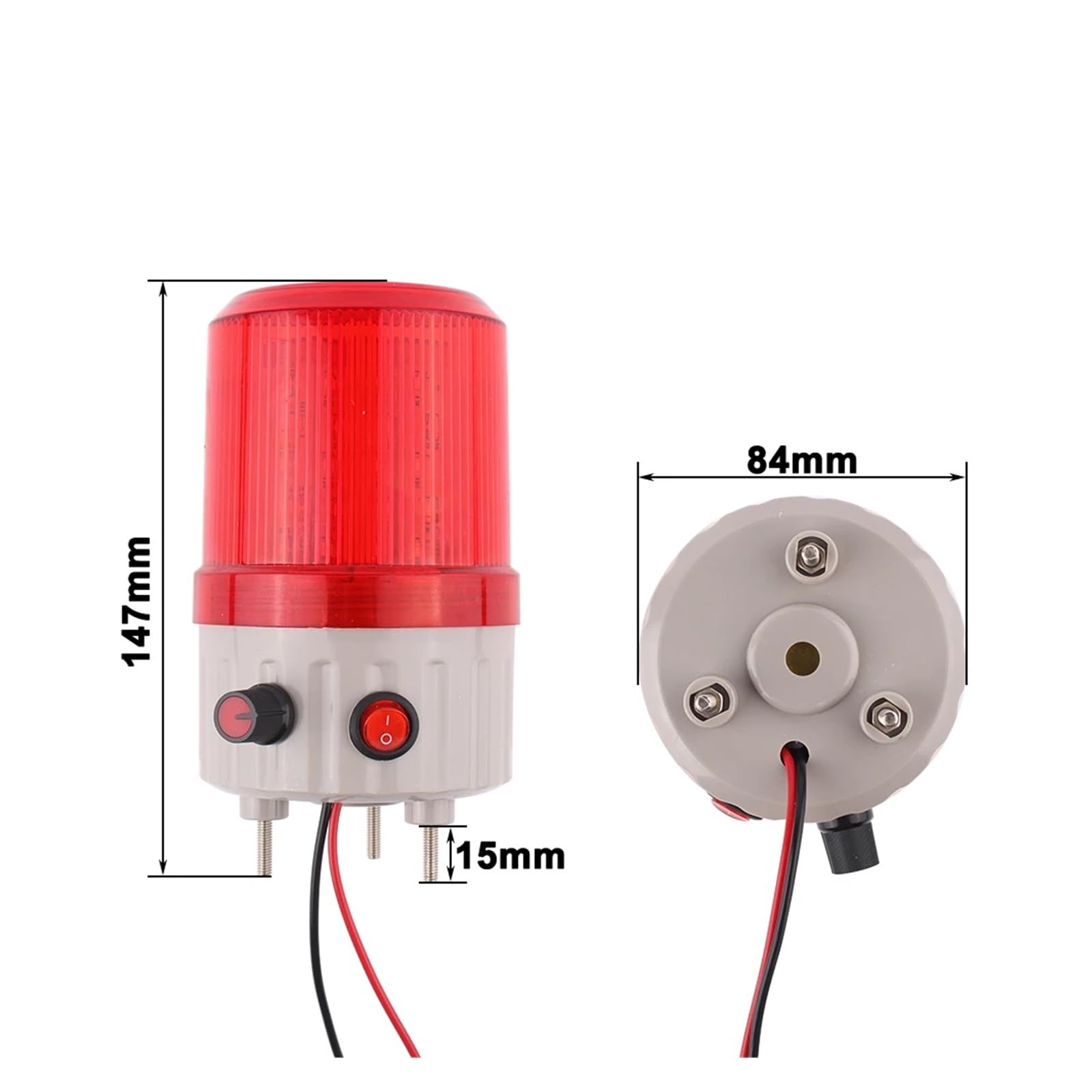 Przemysłowe światła ostrzegawcze 220 V, 24 V, światło włączane, czerwone, regulacja głośności, lampa alarmowa, obrotowa, migająca, lampa LED z dźwiękiem (12 V)