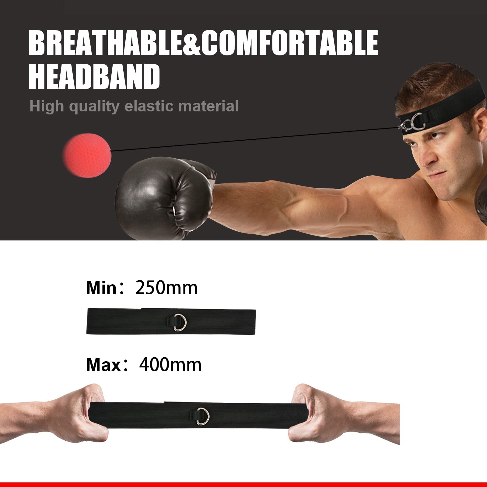 Pelotas De Reflejo, Pelotas de Reacción de Reflejo más Diadema Ajustable, Banda Ajustable para la Cabeza, Boxeo Entrenamiento
