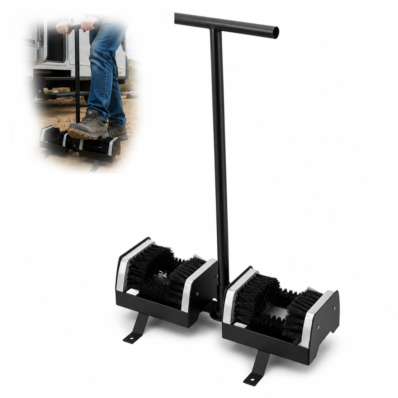 Brosse à Bottes Extérieure, Nettoyeur de Semelles sur Pied | La Base de 55 cm et les Poils Denses Retirent Boue, Sable et Débris des Bottes de Travail, Randonnée et Golf au Jardin