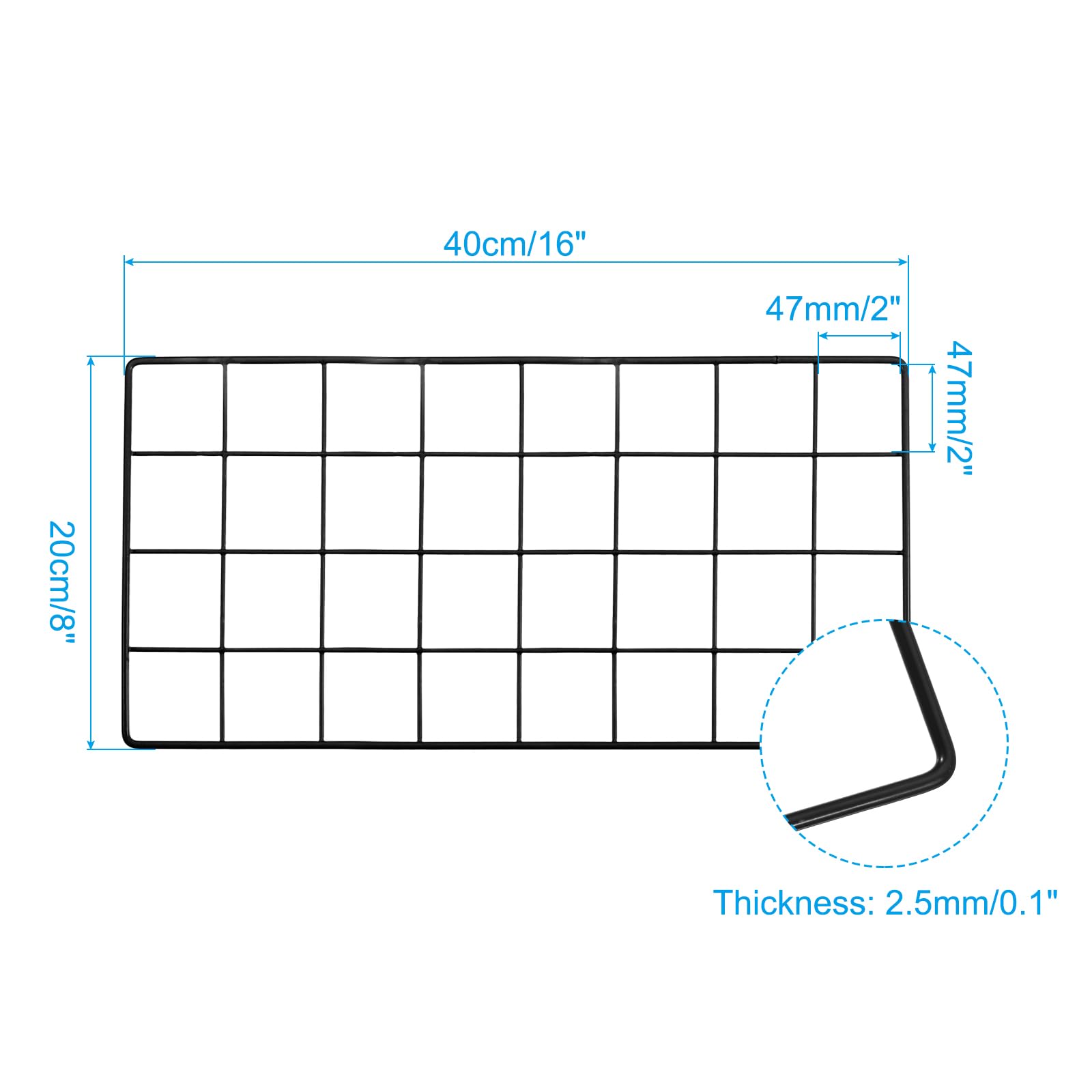 PATIKIL 16x8 Inch Wall Grid Panel, Metal Wire Photo Wall Decorative Grid for Photo Display Hanging Picture Memo Home Decorations, Black - Image 2