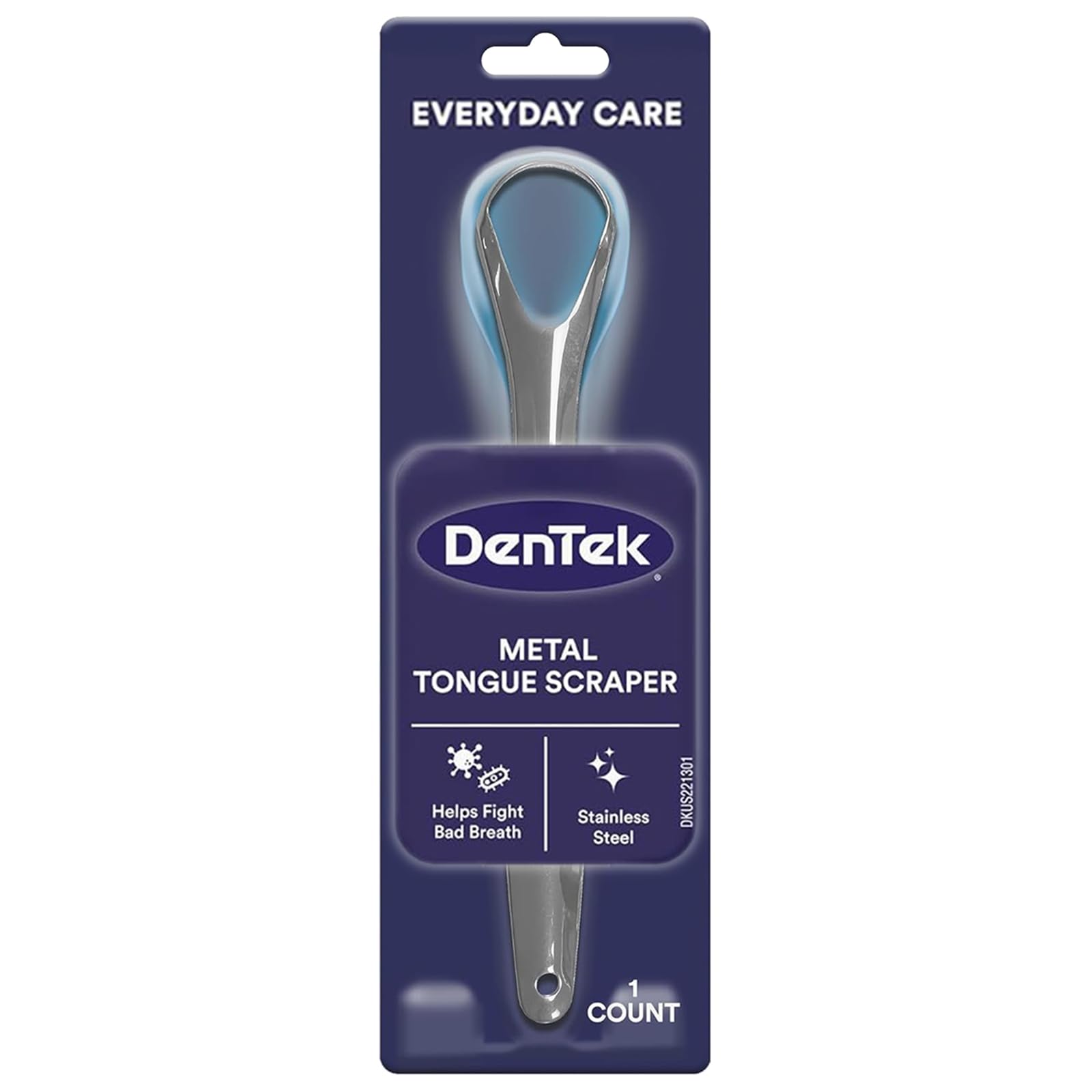 DenTek Metal Tongue Scraper for Better Oral Health Removes Bacteria Fights Bad Breath 100 Stainless Steel Dishwasher-Safe Slim