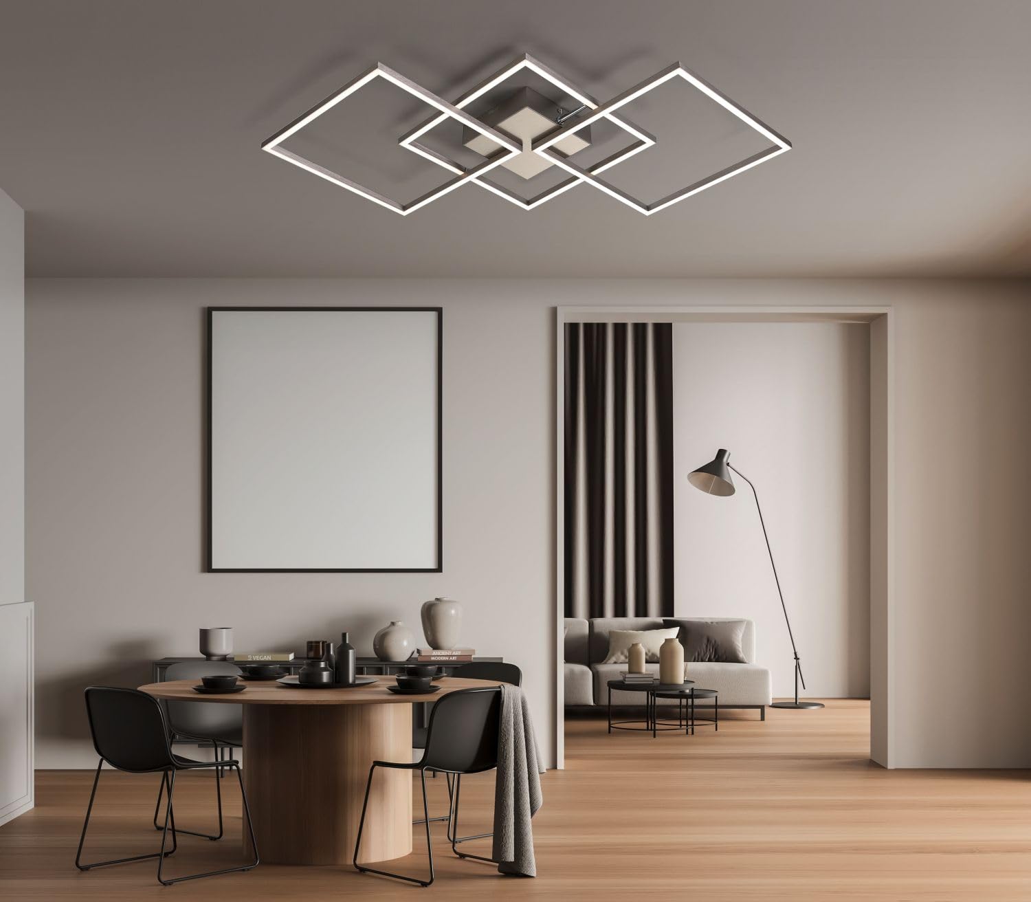IMPTS LED Deckenleuchte Dimmbar Deckenlampe mit Fernbedienung Modern Wohnzimmerlampe Flurlampe 34W Metall Eckig Deckenbeleuchtung für Wohnzimmer Küche Schlafzimmer Flur Balkon