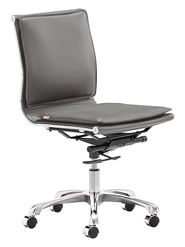 Zuo Lider Plus Armless Office Chair Gray, Gray Office Chair,