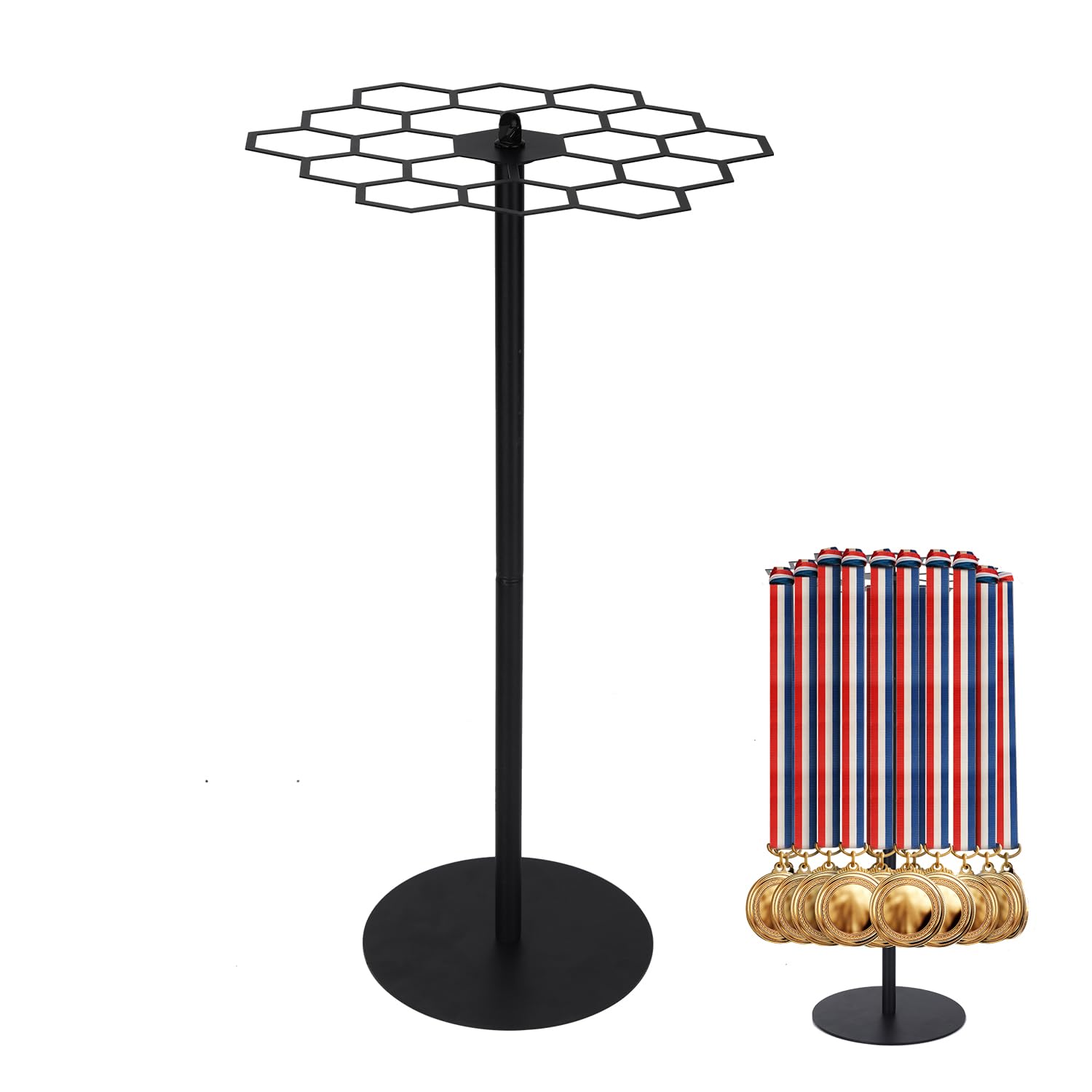 lasuroa Medal Display Stand, Rotating Medal Hanger Display Rack Sports Award Holder with Over 45 Capacity for Basketball Running Gymnastics