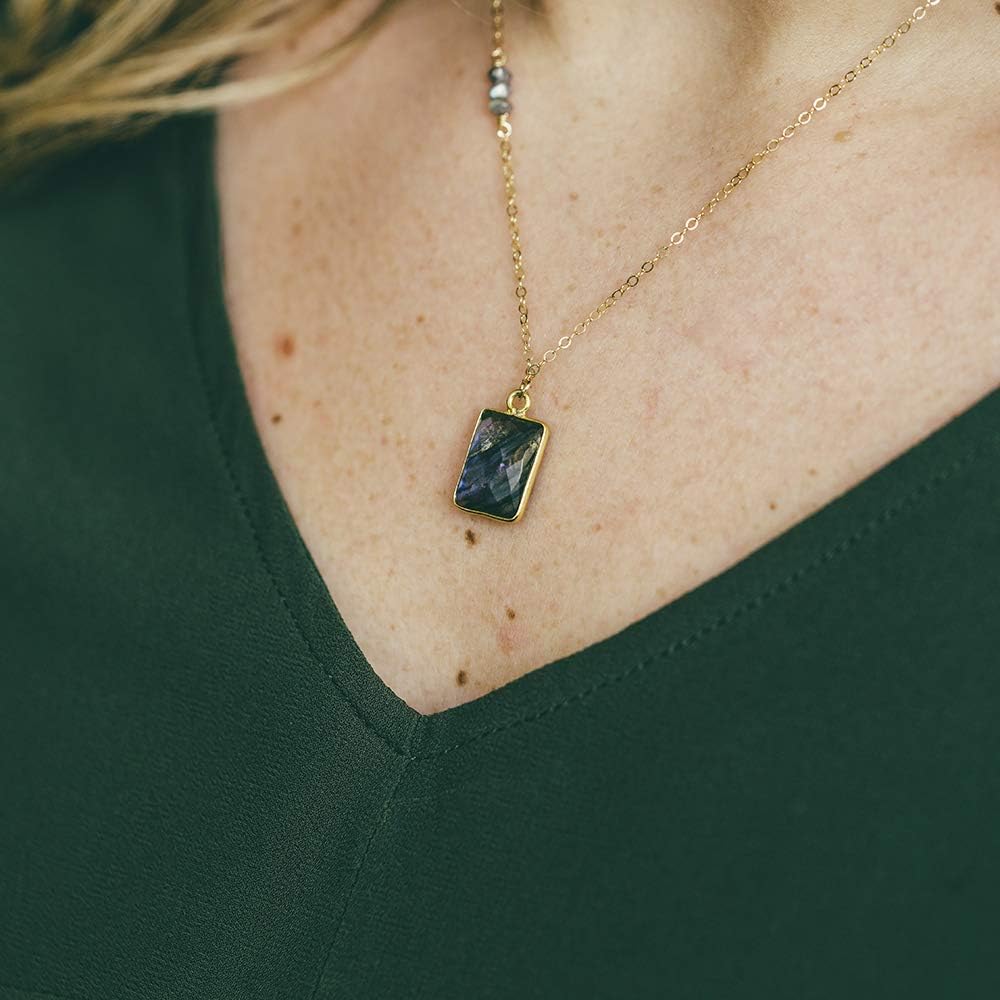 Designed By Stacey Handmade Labradorite Pendant Necklace for Women, 14KT Gold-Filled Chain, Dainty Boho Jewelry Gift for Birthday, Anniversary, Wedding, or Holiday, 18 to 20" Adjustable Chain - Image 4