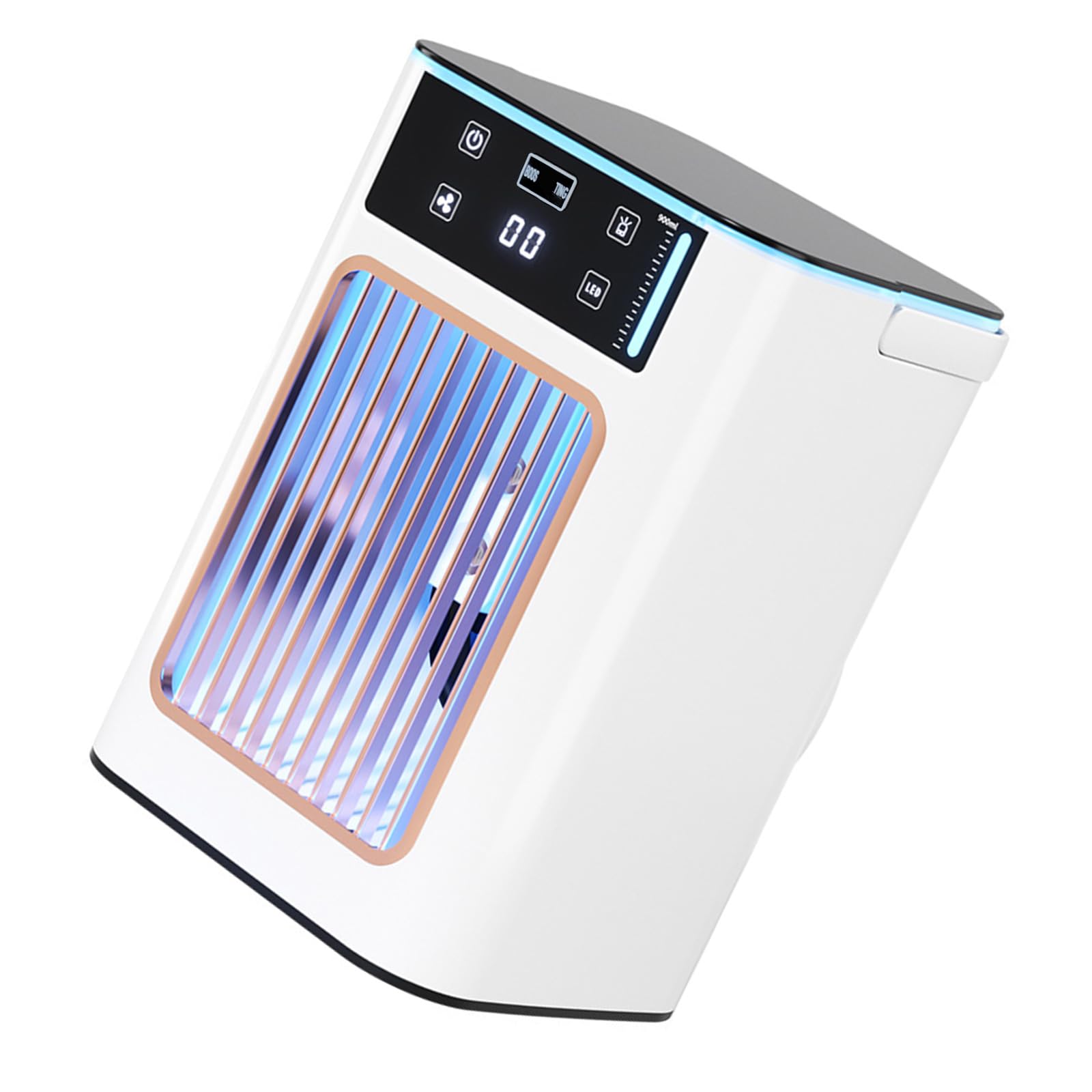 USB Air Conditioning Portable Desktop Cooling Fan with 3 Speed and 7 LED Light for Bedroom Dormitory Air Cooling Fan