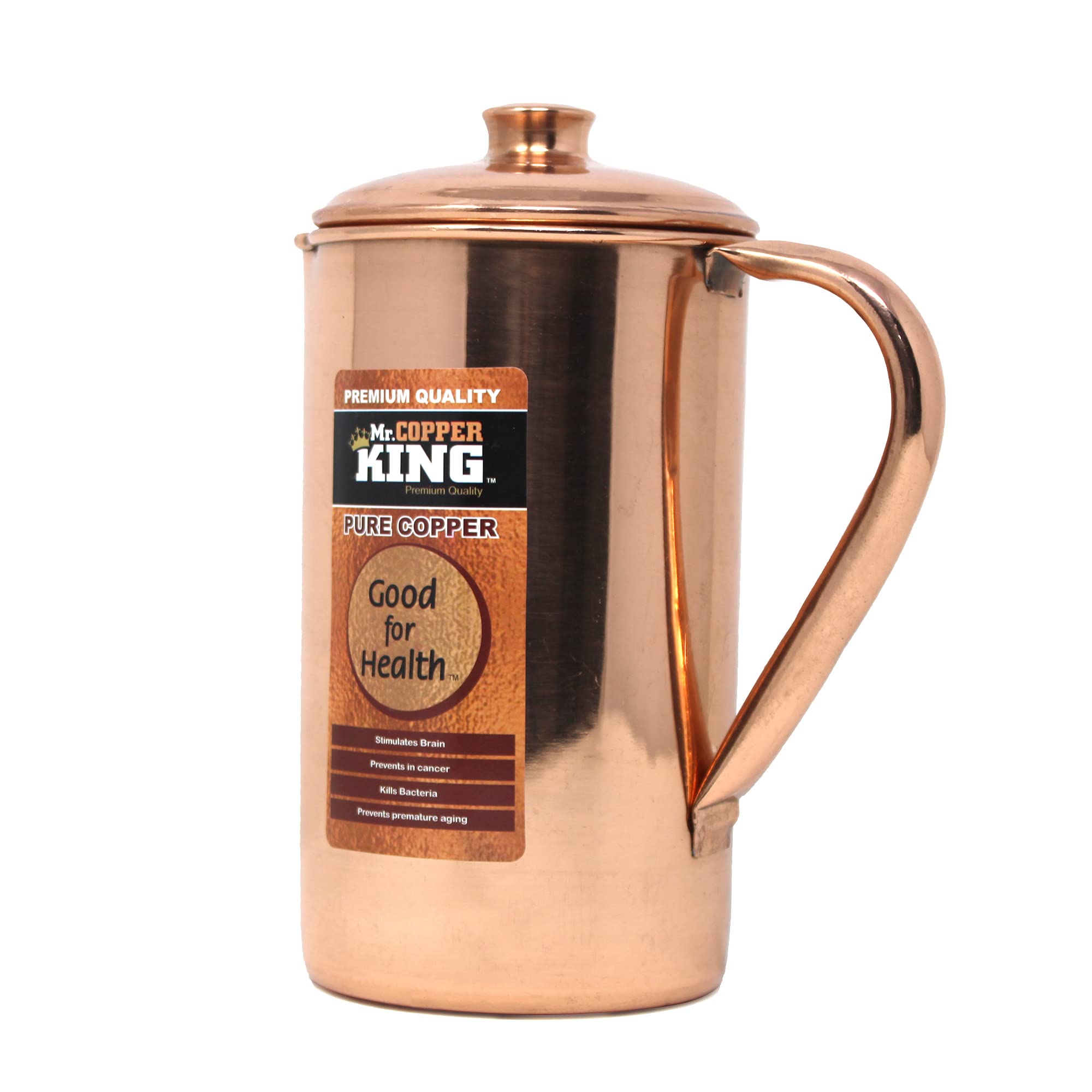 Mr.Copper King Copper Jug For Water, 100% Pure Anti Rust Anti Oxidant Leak Proof BPA Free Non Toxic Copper Flask For Kitchen Accessory, Water Storage Jugs For Office Gym Home And Travel (1000 ML)
