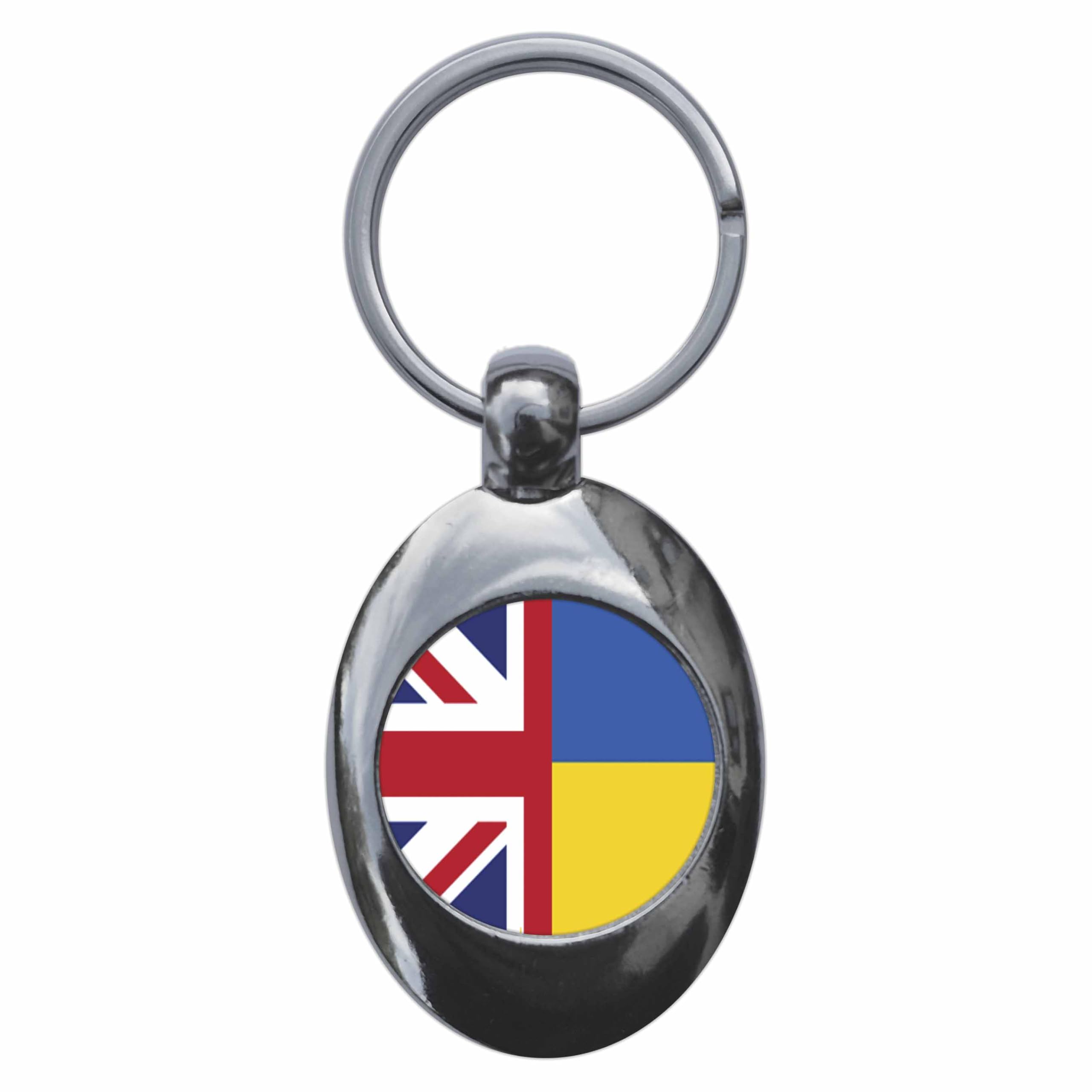 Ozorath United Kingdom Ukraine Split Flag Keyring Keychain Key Ring Chain With Trolley Coin