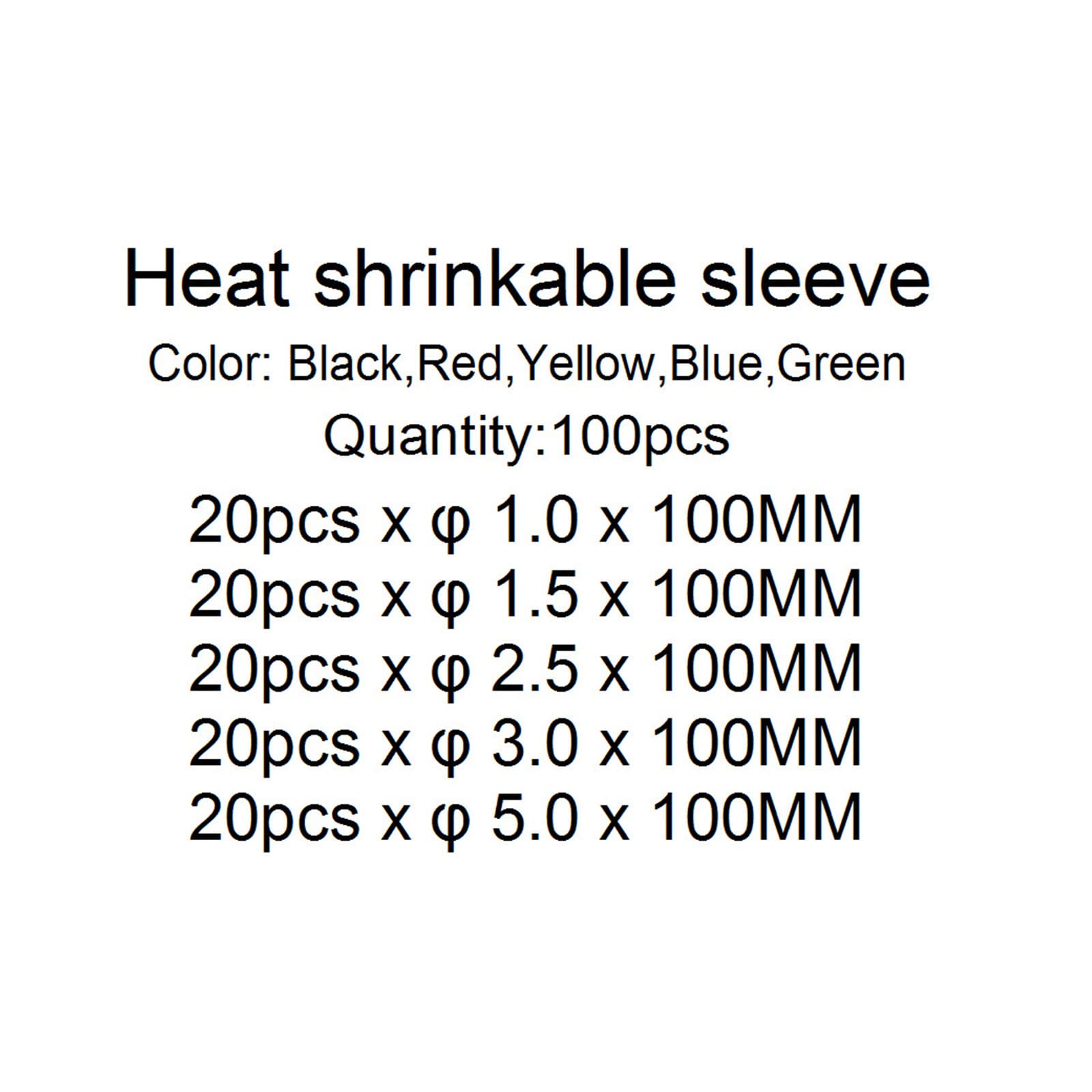 100 Pcs Heat Shrink Tube Insulation Sleeving Electrical Wire Assortment with for Case Shrink Ratio 2:
