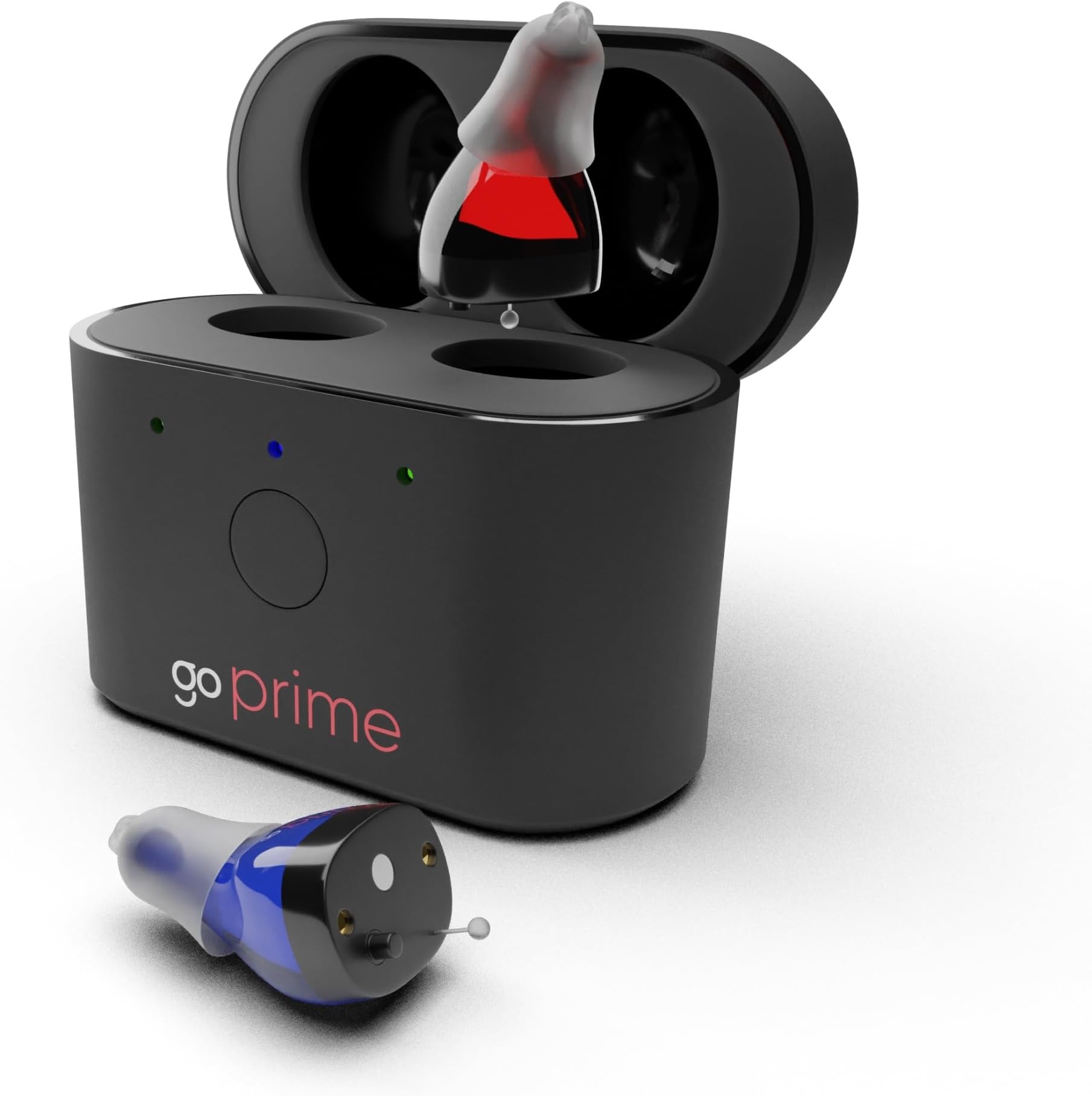 Go Prime Digital Hearing Aids for Seniors and Adults, In-the-Ear Rechargeable Hearing Aids with Noise Reduction and Discreet Fit for All-Day Comfort, Includes Rechargeable Hearing Aid Case (Black)
