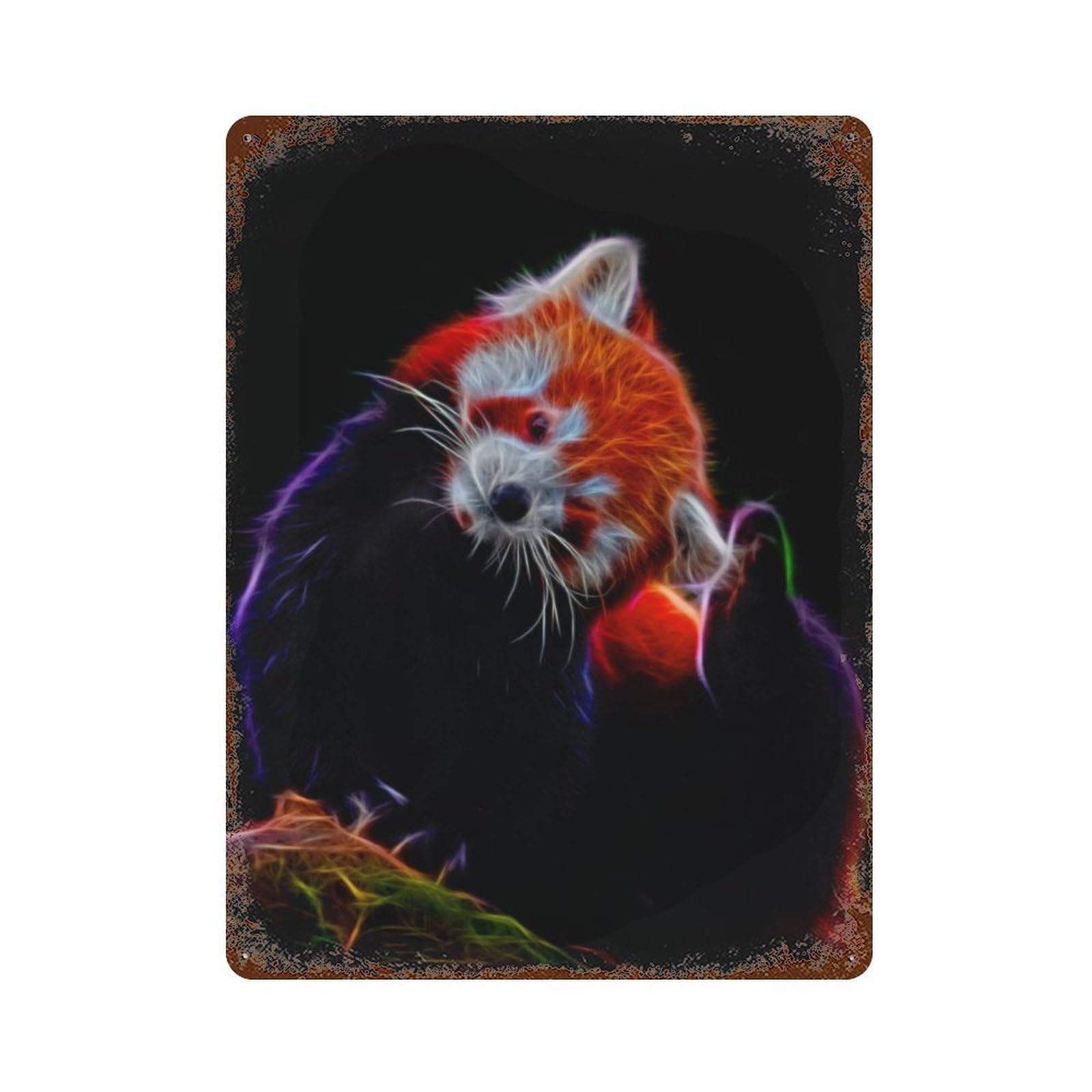 Red Panda Fractal Rustic Tin Plaque 15.7"x11.8", for Shed, Workshop And Garage Wall Decor, Farmhouse Wall Decor