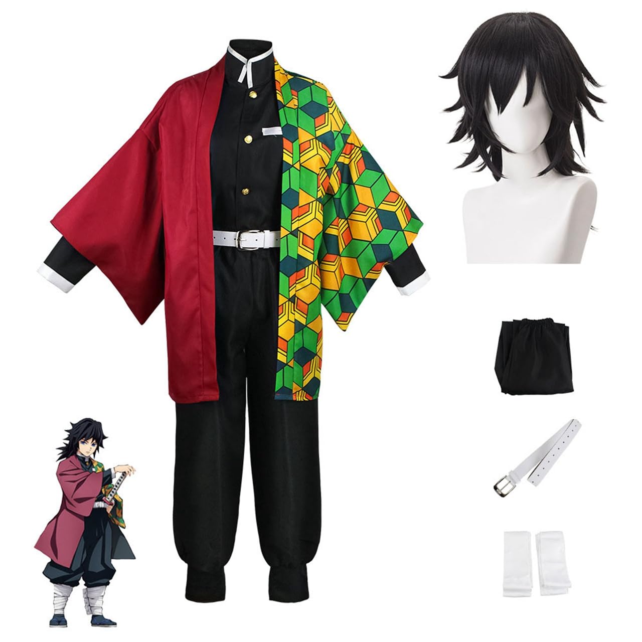 Amazon.co.jp: 鬼滅の刃 冨岡義勇 コスプレ衣装 ウィッグ付き 柱稽古編  