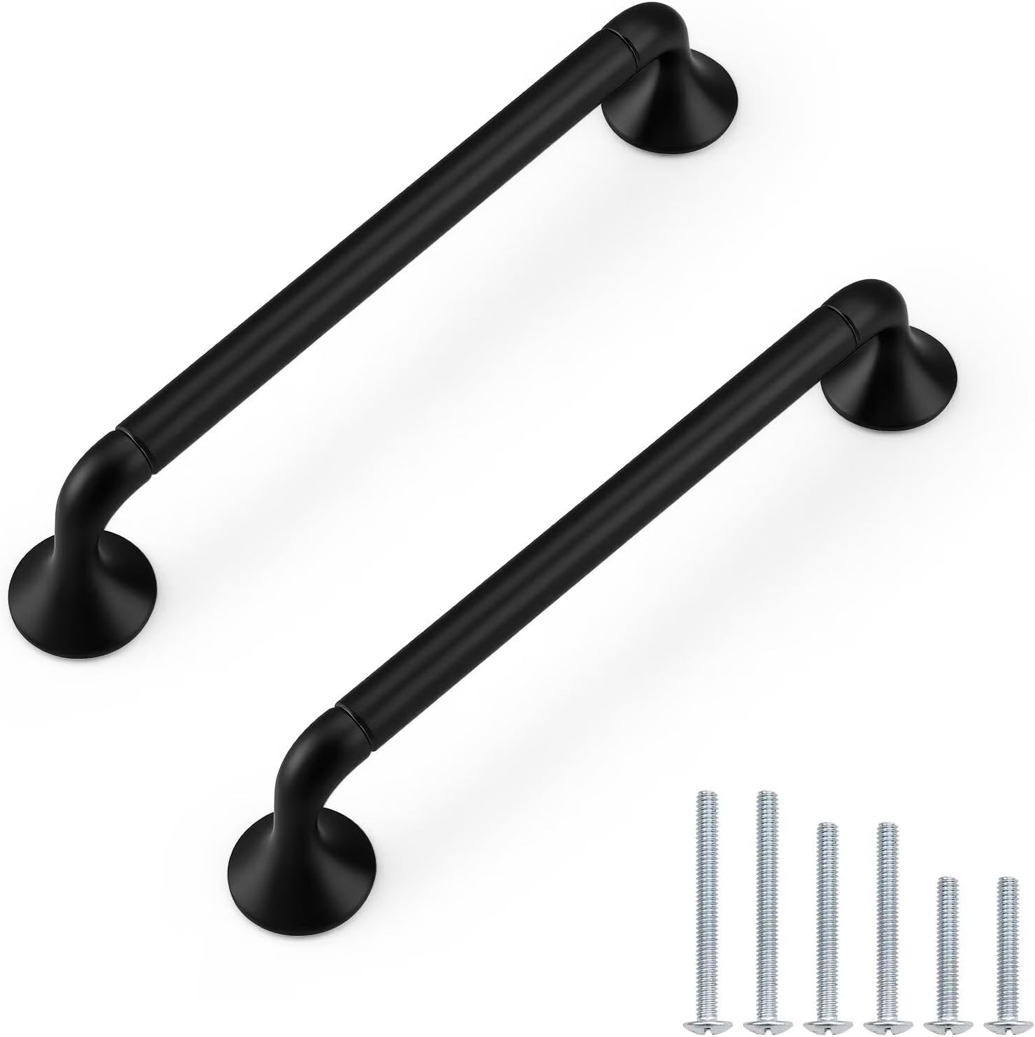 knobelite 20 Pack Hole Centers 3inch Matte Black Kitchen Cabinet Handles Solid Zinc Alloy Flat Black Cabinet Pulls Arch & Bow Heavy Duty Pull Handle for Cabinets and Drawers Total Length 98mm