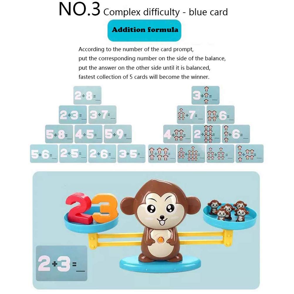 Queta Giochi Conteggio Bilancia, Montessori Bilancia per Bambini Gioco Educativo per Sviluppare Intelligenza e Coordinazione Occhio-Mano(Set di 60 Pezzi)