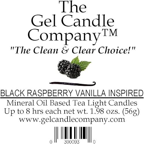 Miniatura 6 de Paquete de 4 velas de té perfumadas inspiradas en vainilla de frambuesa negra a base de hasta 8 horas de té perfumado The Gel Candle Company