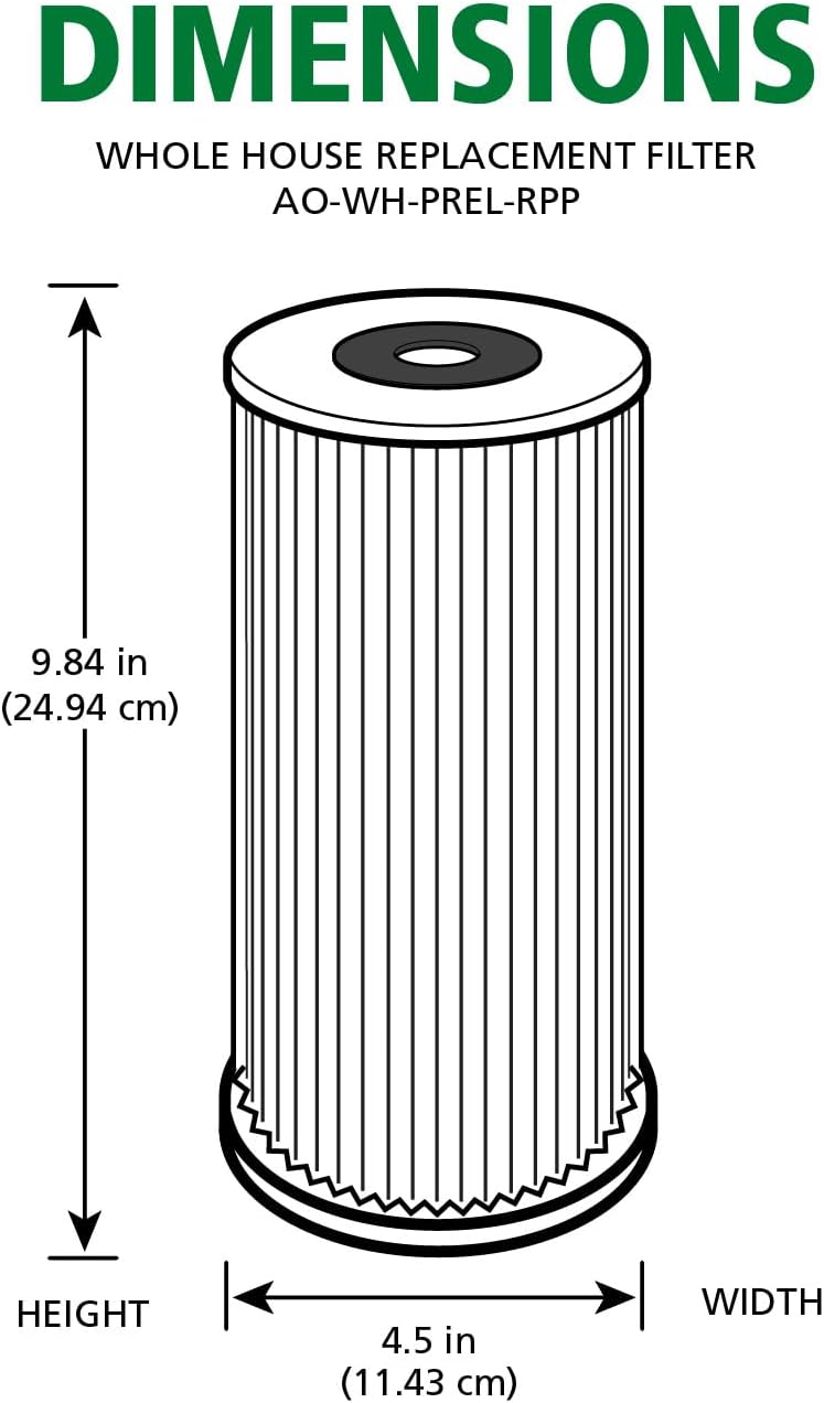 AO Smith 4.5"x10" 40 Micron Sediment Water Filter Replacement Cartridge - For Whole House Filtration Systems - AO-WH-PREL-RPP
