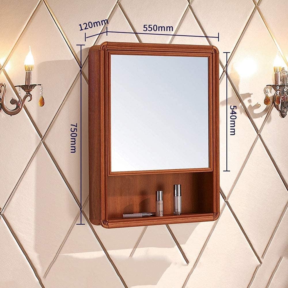 Bathroom Wall Mounted Cabinet, Storage Organizer 21.6"X29.5"X4.7"Wood Mirror Cabinet Wall-Mounted Bathroom Mirror with Storage Shelf, Red Pear Color