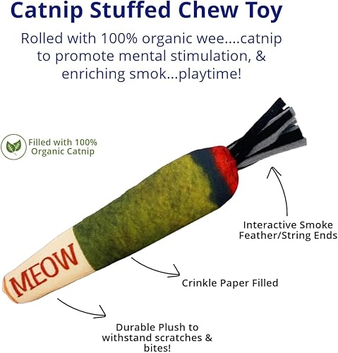 Miniatura 5 de TOYGENICS Juguete de hierba gatera para gatos, resistente a las mordeduras, con hierba gatera para gatos, juguete arrugado para gatos con extremos