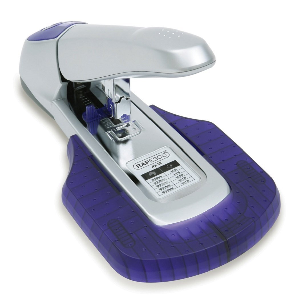 Rapesco 0461 AV-69 Grapadora de Gruesos con Tablero de Trabajo, Capacidad de 115 Hojas, Gris y Morado