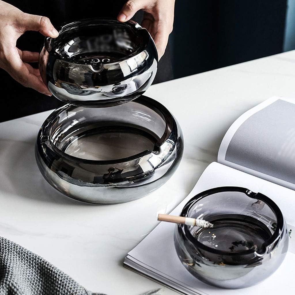 Ash Tray Ashtray Glass Ashtray Living Room Home Coffee Table Study Office Desktop Decoration Coverless Ashtray Smoking Friends Gift Outdoor Ashtray(L)
