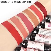 Vista 5 de Juego de lápices labiales líquidos de vino tinto mate de 6 colores, tinte de brillo de labios de larga duración, 24 horas, impermeable, terciopelo