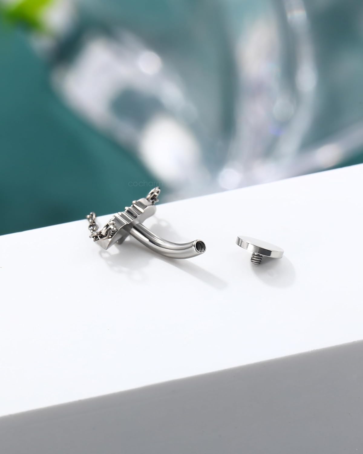 COCHARM Floating Lotus Belly Button Rings 14G G23 Solid Titanium Belly Navel Rings for Women Internally Thread Navel Piercing Jewelry - Image 5