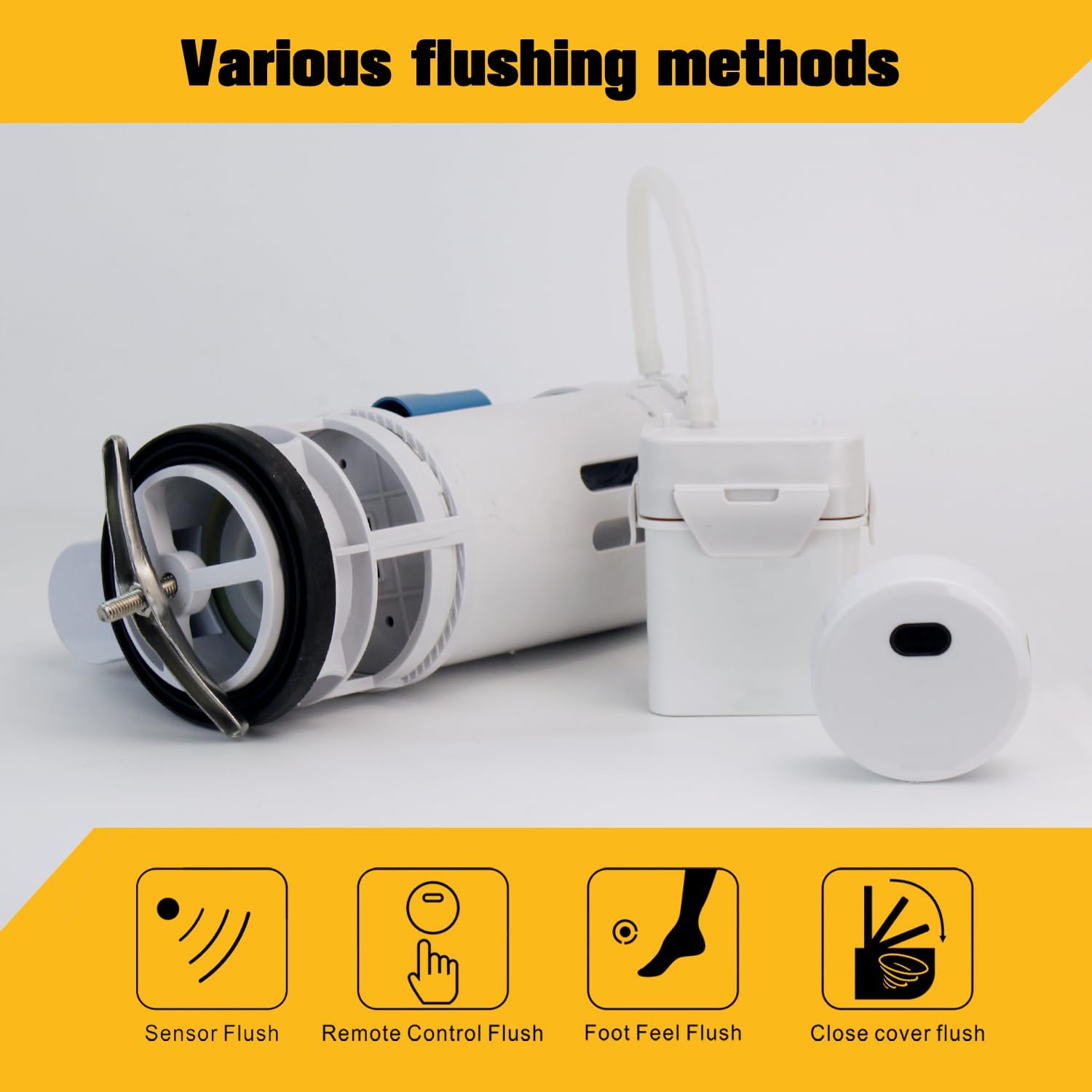 Touchless Toilet Flush Kit, Automatic Toilet Flusher, Dual Flush Valve Replacement Kit, Kit, Tank Accessories, Battery Powered, One-Piece Toilet Repair, 2-Inch Water Tank Accessories (8.3in-10.2in)