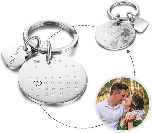 Miniatura 2 de kaululu Custom Photo Key Chains for Men Women Calendar Picture Key Chain Ring for Him and Her