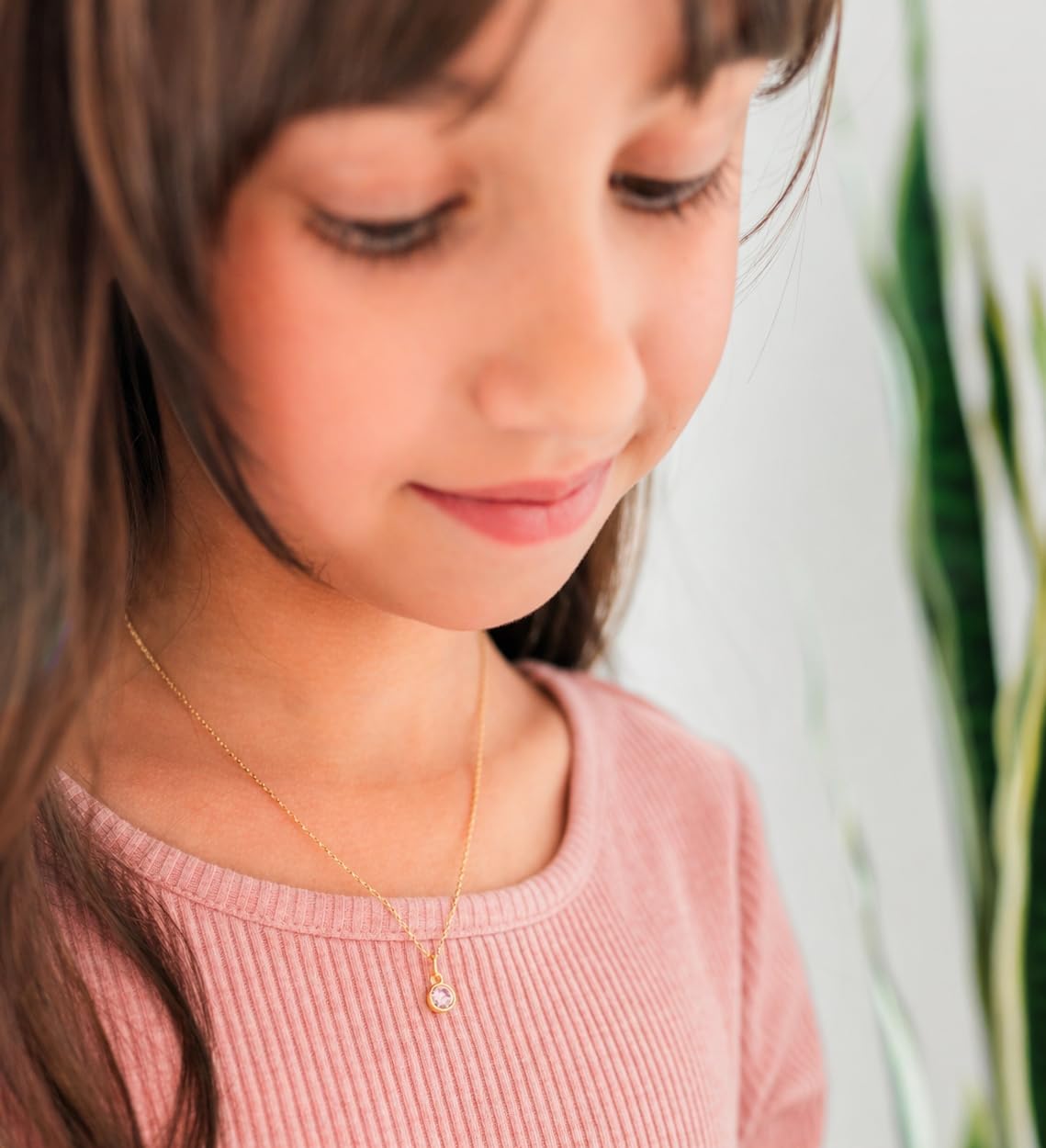 Cherished Moments 14K Gold-Plated Dainty Simulated Birthstone Necklace for Little Girls, Teens and Minimalist Jewelry (14 inch or 16-18 inch chain)