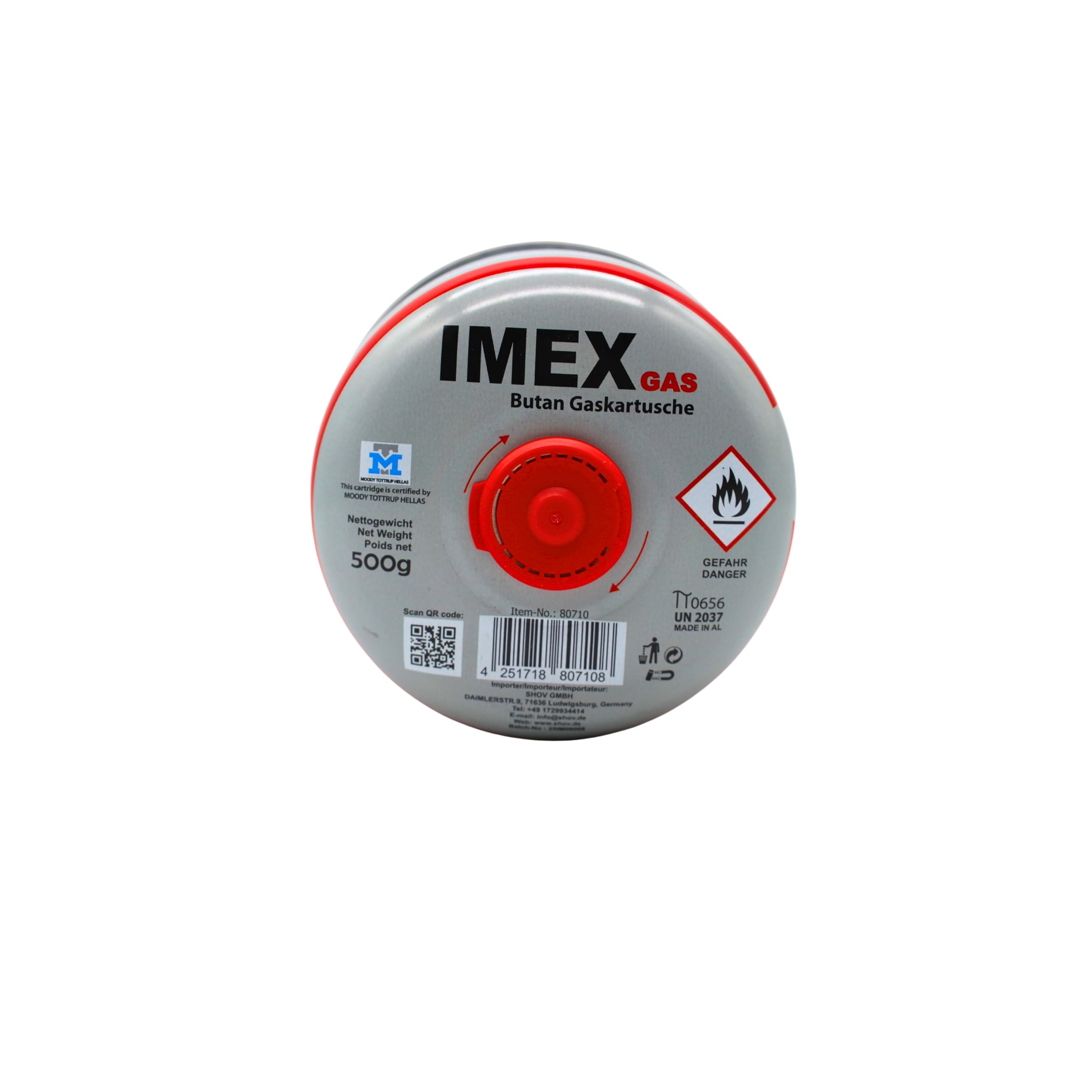 IMEX Cartuccia di gas butano da 500 g, universale, con valvola a vite e chiusura di sicurezza, per fornelli a gas e riscaldamento a gas, per campeggio (12)