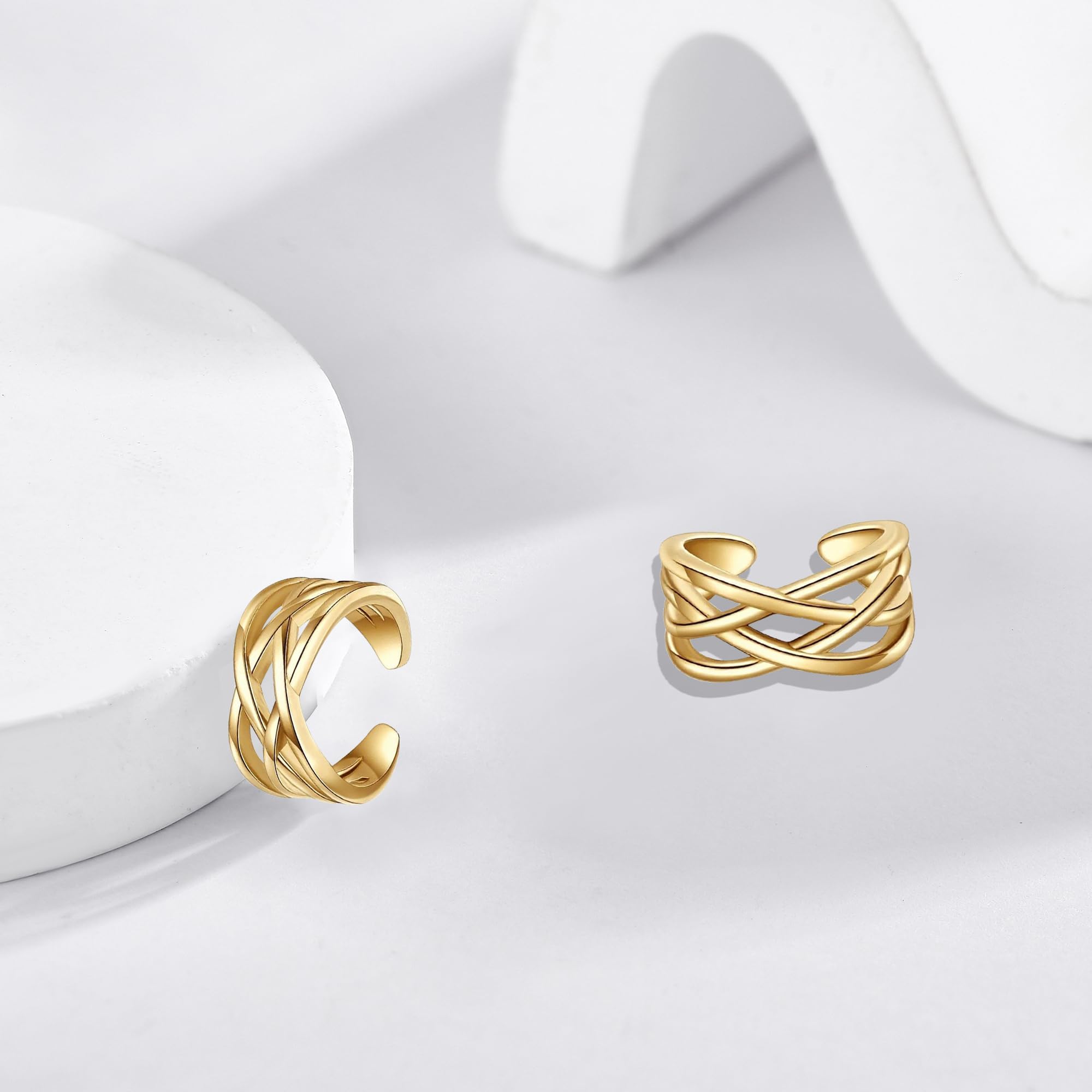 Keltisch Ohrmanschetten Sterling Silber Keltischer Knoten Clip auf Ohrringe Non Piercing Schmuck für Damen (Gold Ohrmanschetten)