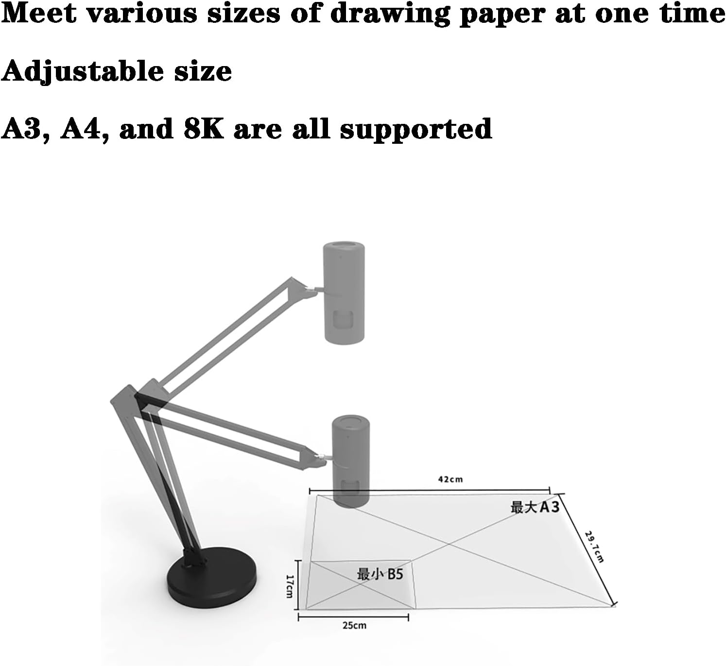 Drawing Projector, DIY Sketch Painting Table Desk Tools, Supports Importing Materials from Mobile Photo Albums, Manual Focus, Horizontal and Vertical Adjustment of The Screen