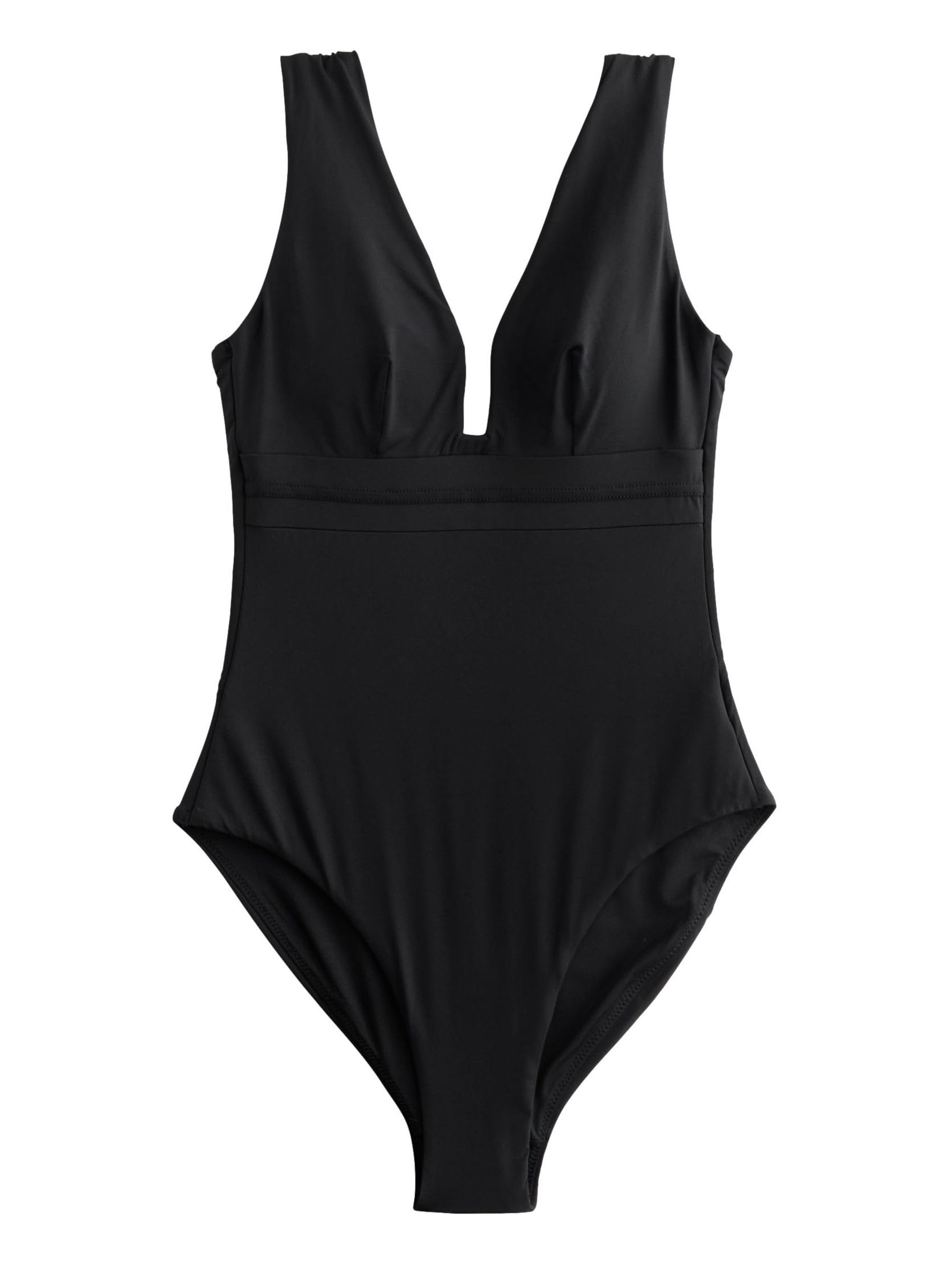 NEXT Femme Maillot de Bain Gainant Remodelant à Encolure Plongeante | Coupe standard, Taille mi-haute