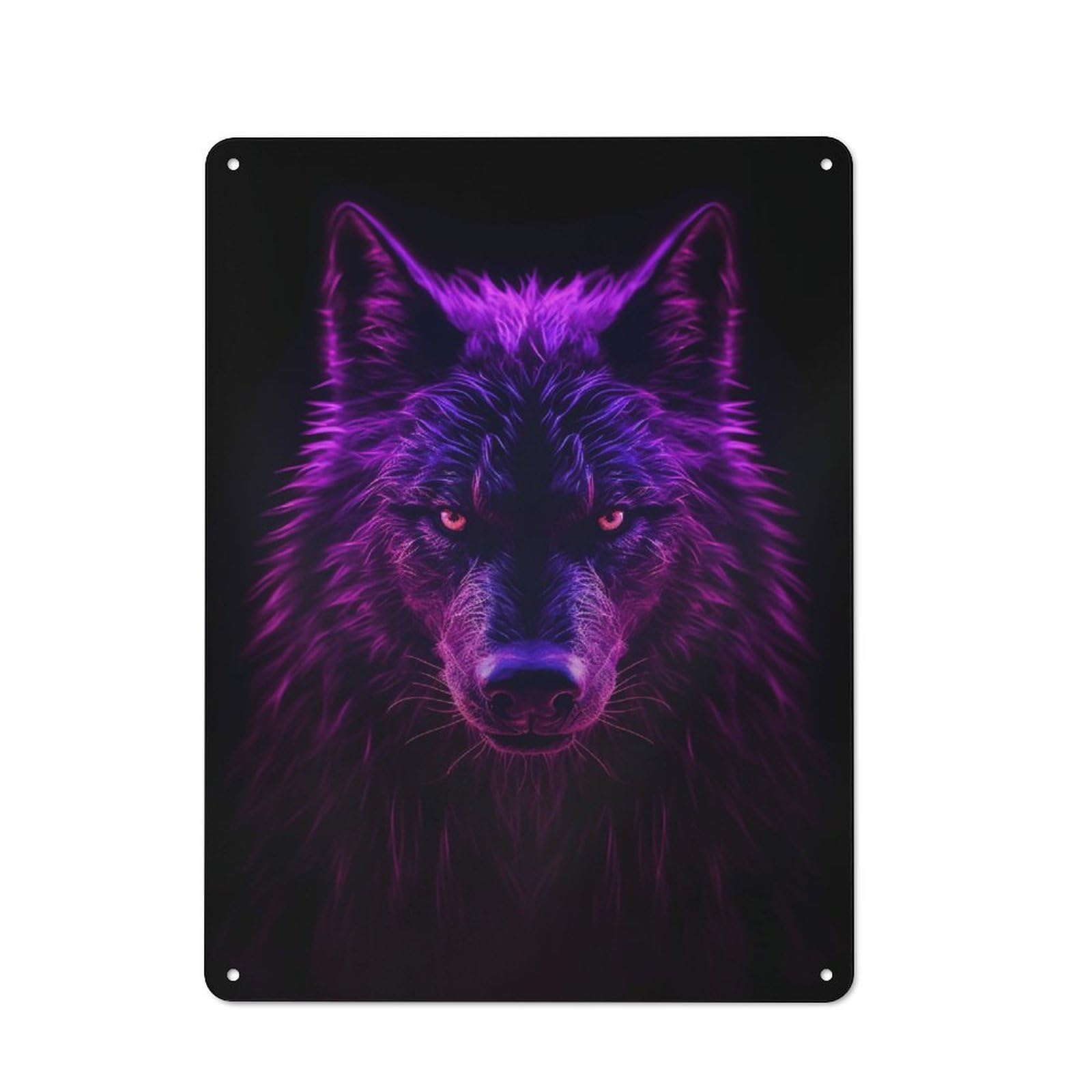 Junmoney Style-5 Wolf Magenta Neon Retro-Style Tin Wall Plaque 40X30cm For Café Or Home Bar, For Themed Interiors In Cafés And Home Bars