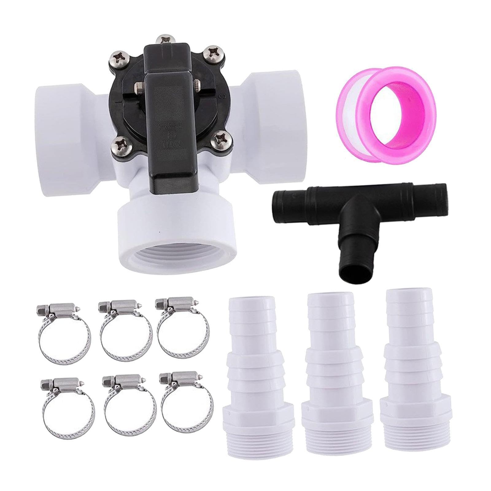 Adaptador de Manguera con válvula desviadora de Piscina, práctico y desviador de 3 vías para una práctica conexión de tubería de PVC.