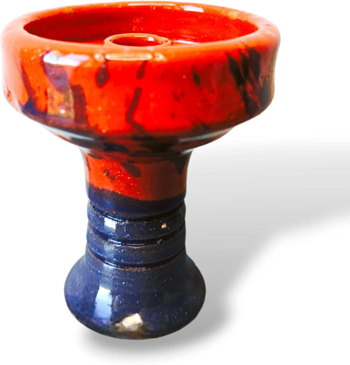 (Red & Blue) Handcrafted Hookah Bowl Natural Clay