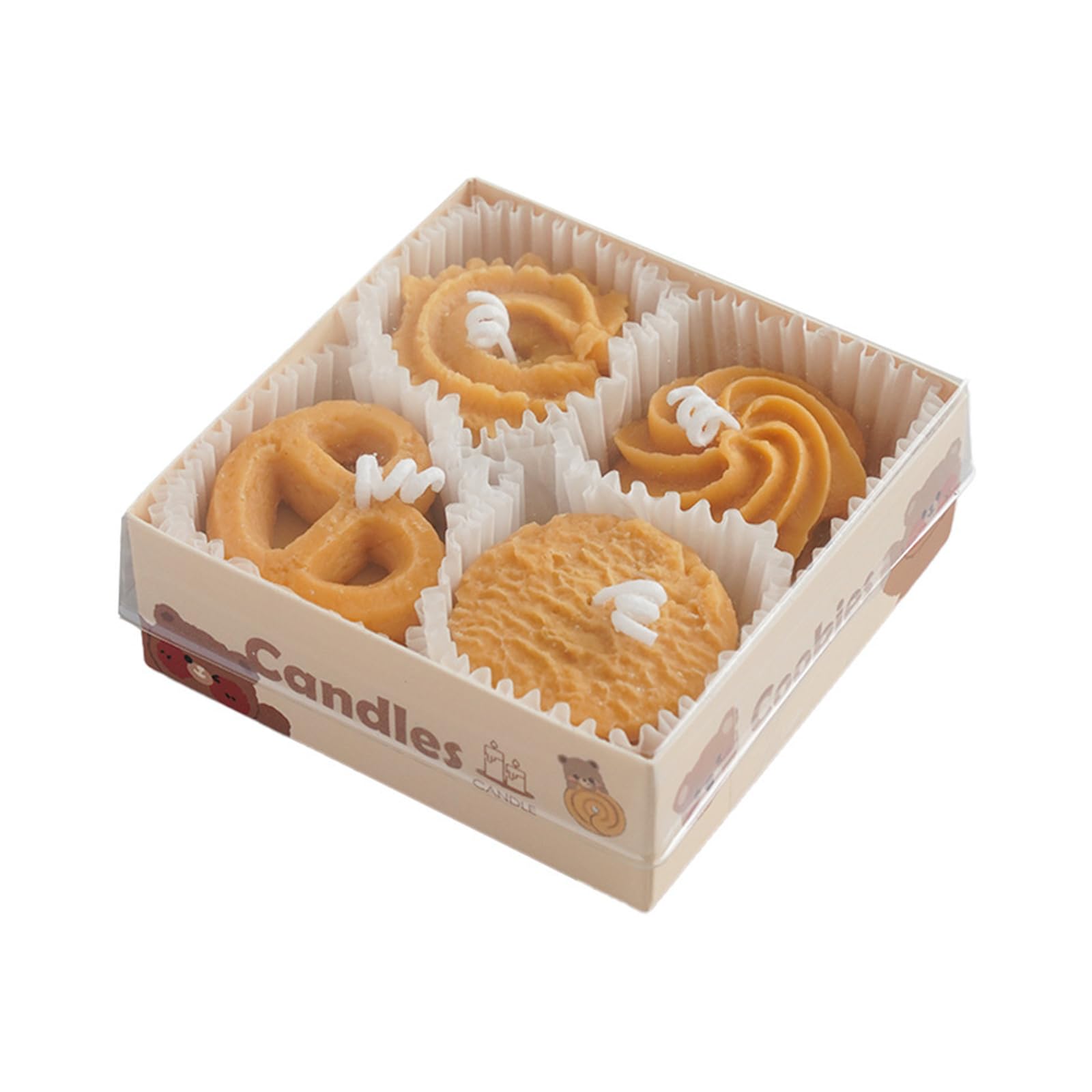 Tazweeq4Pcs Creative Cookie Cutter Scented Candle, Scented Gift Box Accompanying Gift, Indoor Handmade Gift Scented Modeling Wax
