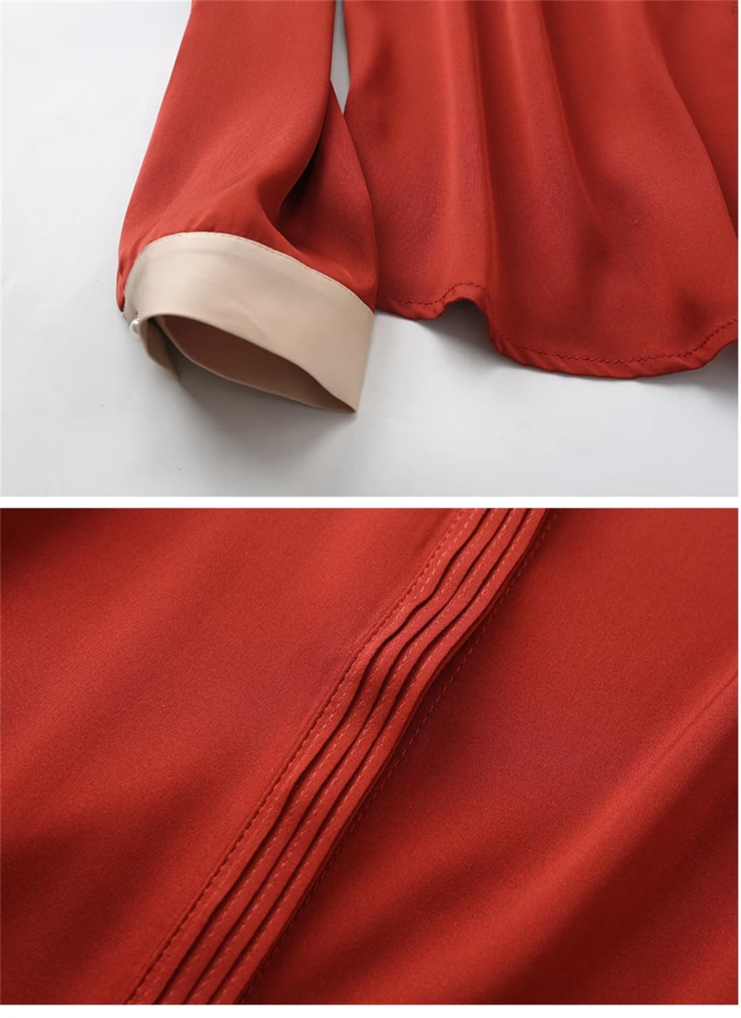 Camisas de manga larga con solapa de seda para mujer, ajustadas, holgadas, simples, lisas, para oficina, camisas casuales