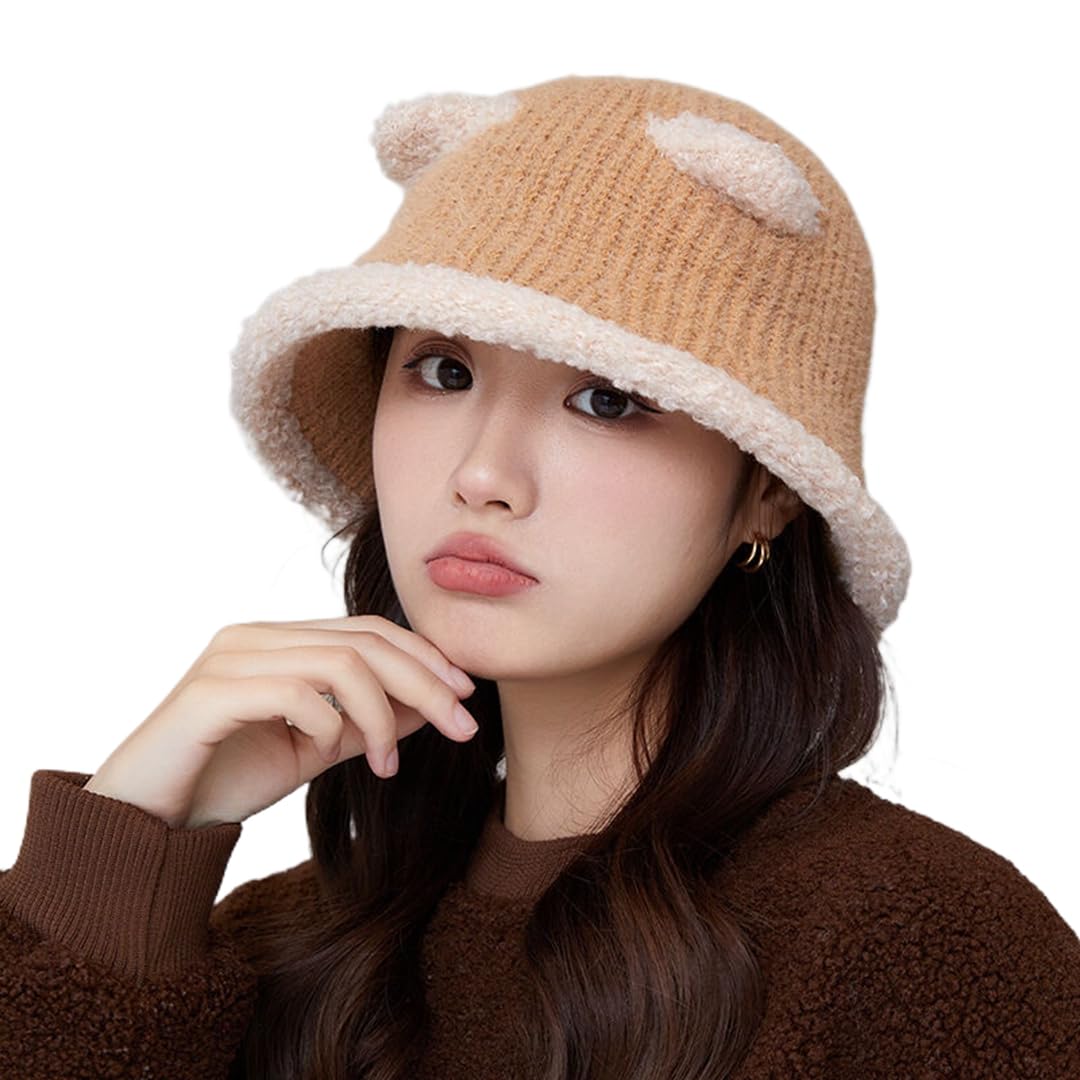 Amazon.co.jp: バケットハット 猫耳 ニット帽 冬 ニットキャップ 