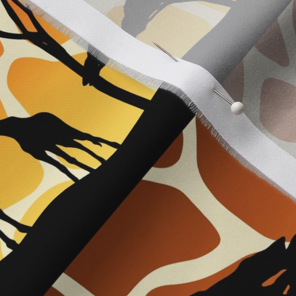 Spoonflower Fabric - Giraffe Sunset Safari Animals Print Printed on Organic Cotton Sateen Fabric by The Yard - Sewing Quilting Apparel Home Decor