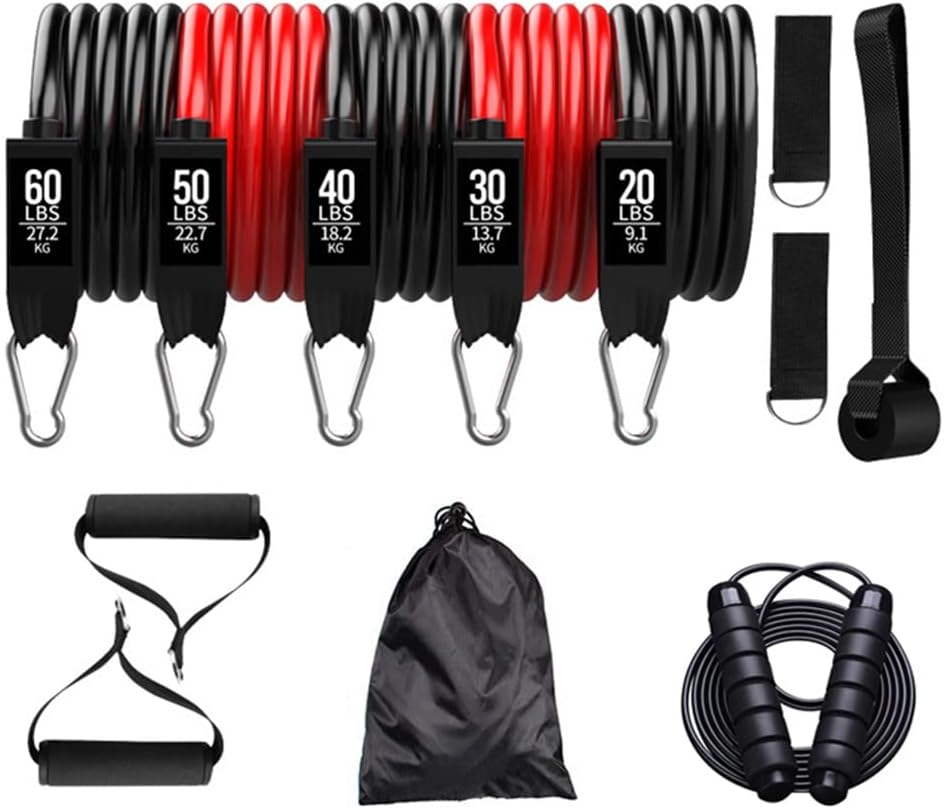 11 Pcs/Set Latex Resistance Bands Men Fitness Training Belt Yoga Pull Rope Gym Equipment Elastic Tube with Skipping