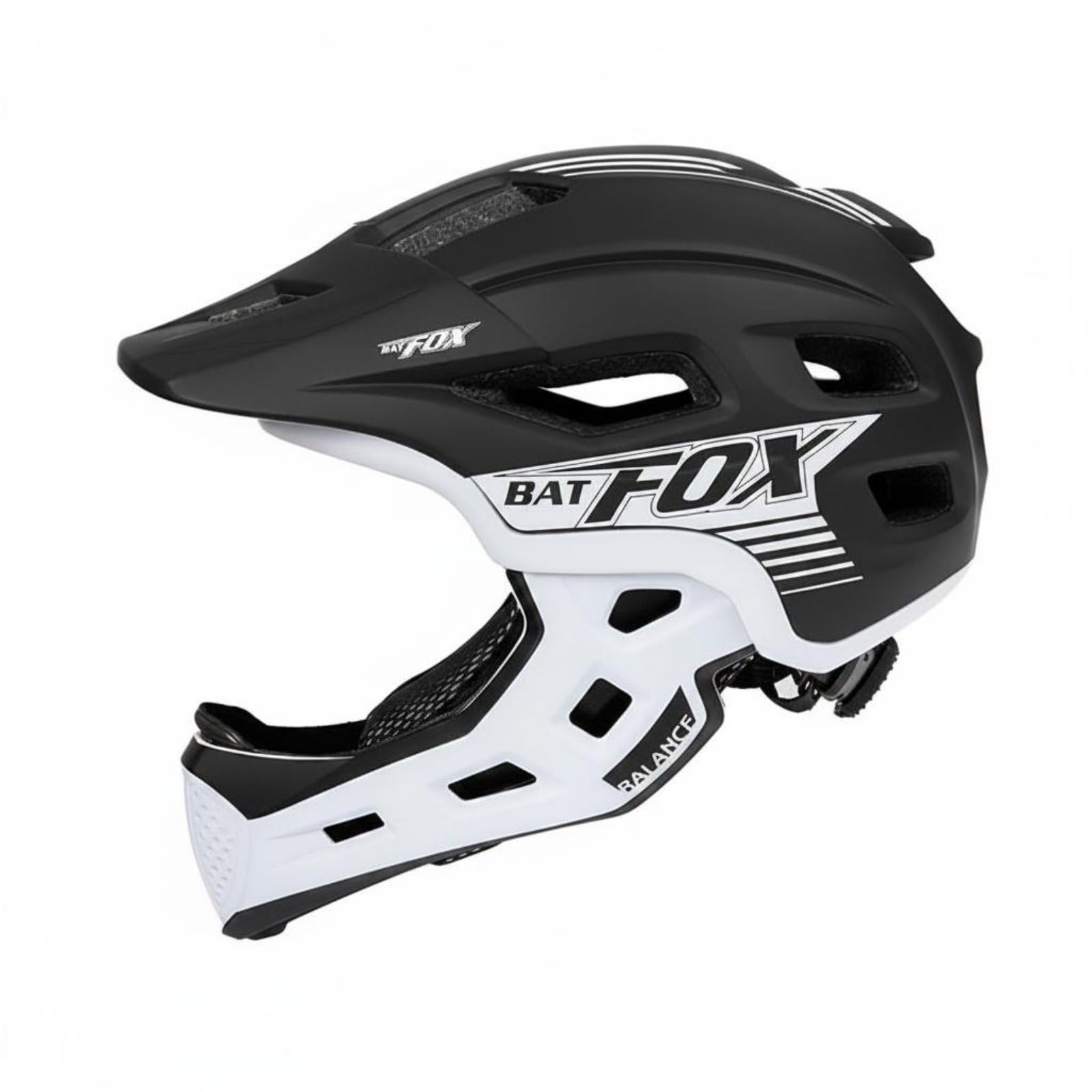 Detachable Chin Bar Helmet Shock Protection Full Face Helmet Adjustable Fit Outdoor Gear for Children, Cycling, Black-image-26