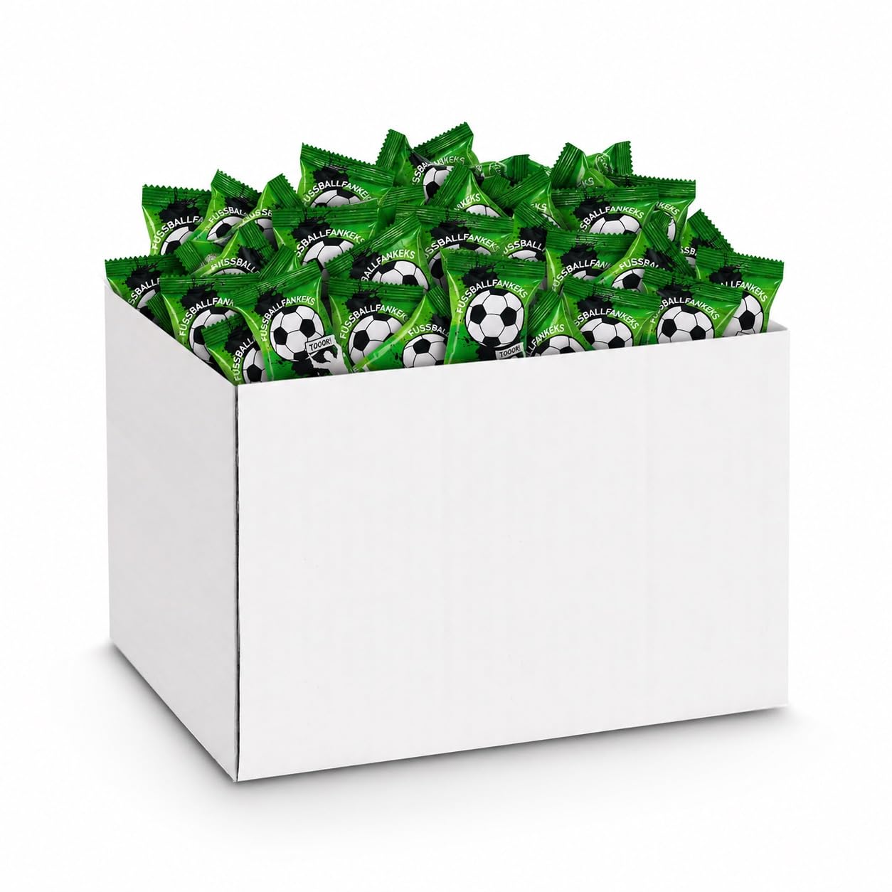 Glückskekse Fußball 250er Packung Fussball Kekse für Fussballfans mit Sprüchen rund um den Fussballsport als Deko Snack Geschenk und Mitbringsel zum Fussballspiel