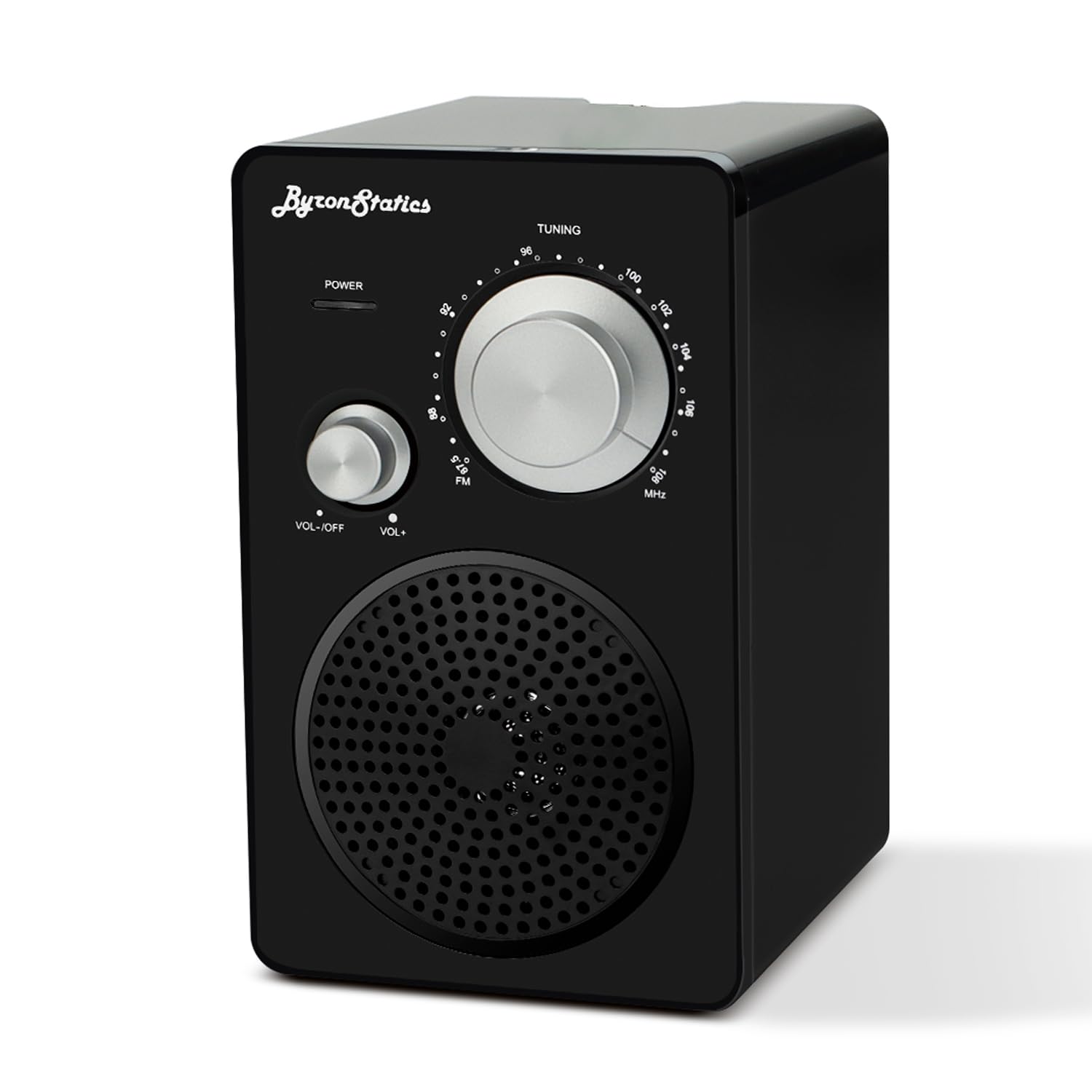 ByronStatics Portable Radio FM, Vintage Retro Radios, Main Powered and Battery Backup for Home & Outdoor, Strong Reception & Sound, Large Dial Easy to Use, Headphone Jack, Black