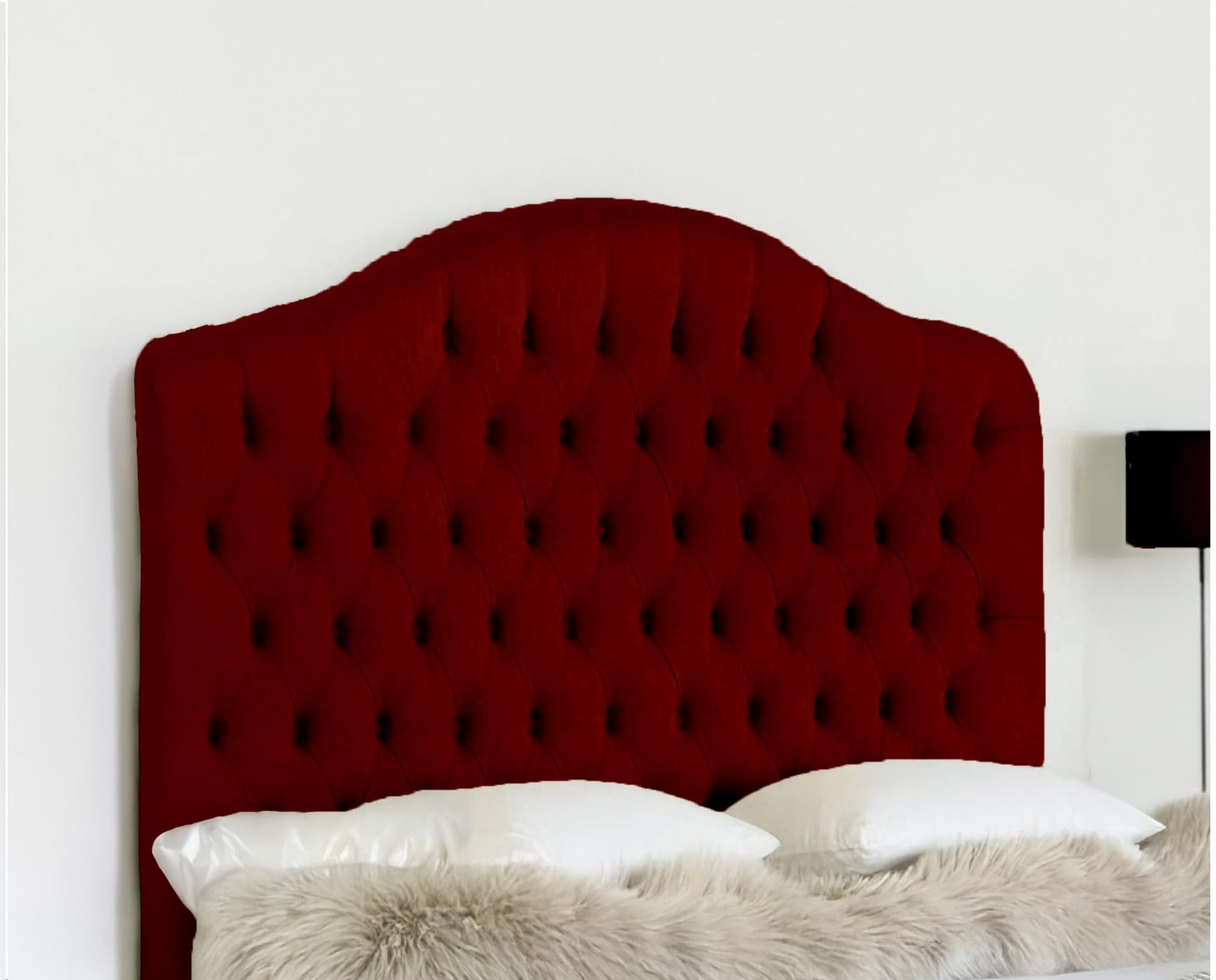 ELEGANT DESIGN DEWSBURY HEADBOARD IN PLUSH FABRIC - LUXURY HEADBOARDS IN 3FT, 4FT, 4FT6, 5FT, 6FT - 30" HEIGHT (Maroon, 5FT KING SIZE)
