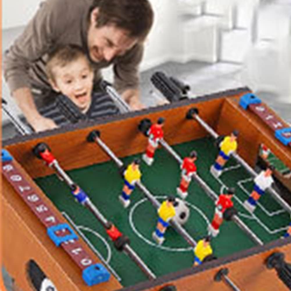 Table Football, 13.5'' Mini Foosball Table Soccer Tabletop Football w/ 2 Footballs and Soccer Keepers, Wooden Tabletop Foosball Game Accessories for Family Play Indoor & Outdoor
