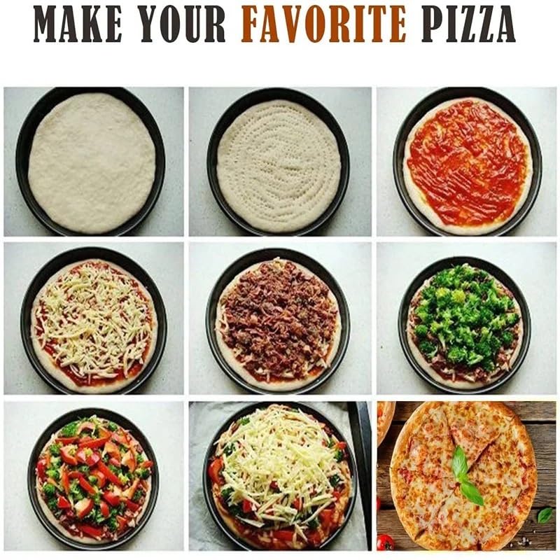 Bandeja Antiadherente para Pizza, Bandeja para Hornear con Agujeros, Redonda, Honda, Molde para Hornear, Horno, Utensilios de Cocina para el hogar, Pizza de Acero (32 cm)