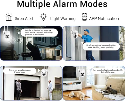 Miniatura 3 de PEGATISAN Cámara de seguridad de vigilancia WiFi de 3MP para exterioreshogardomo, panorámica de visión de 360, 3MP, detección de movimiento y