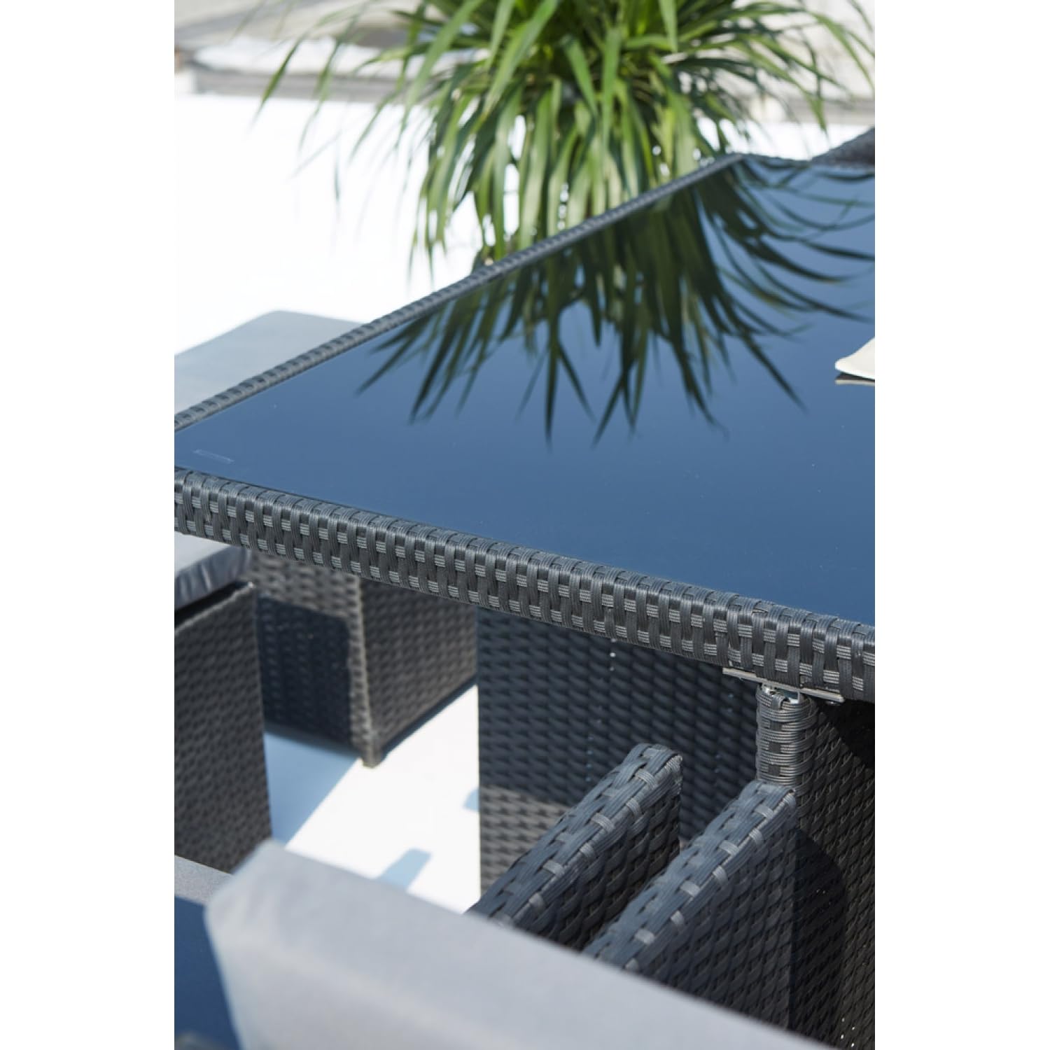 CONCEPT USINE Salon de Jardin Encastrable Monaco 10 Places Noir/Gris