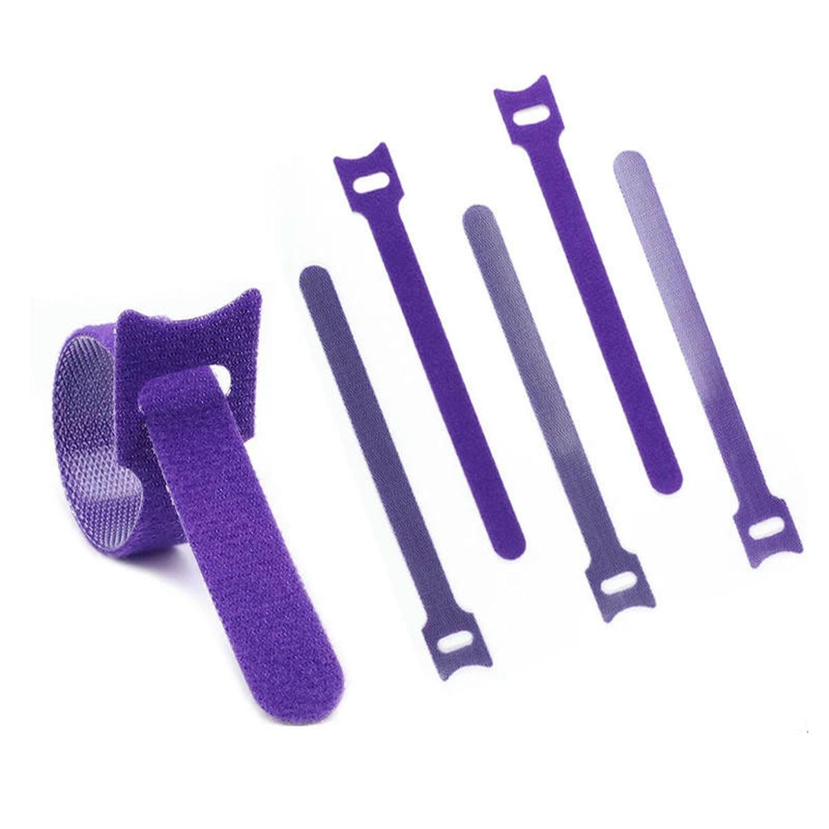 Bsguz 20Pcs Purple Reusable Nylon Cable Ties Adjustable Cord Ties Fastening Cable Management Straps Hook Loop Cord Organizer Wire T-Type Tie-12Mm X 150Mm